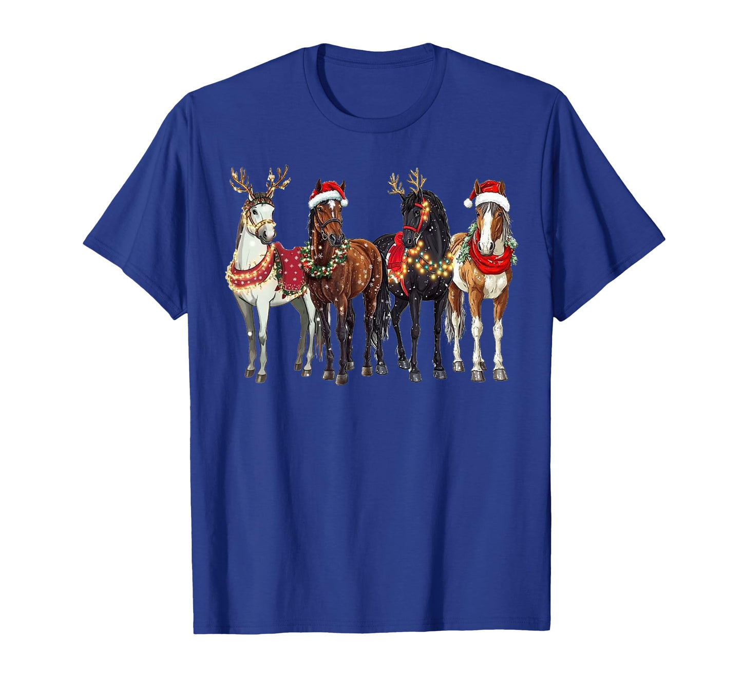 Horse Lover Santa Hat Christmas Xmas Holiday Retro T-Shirt