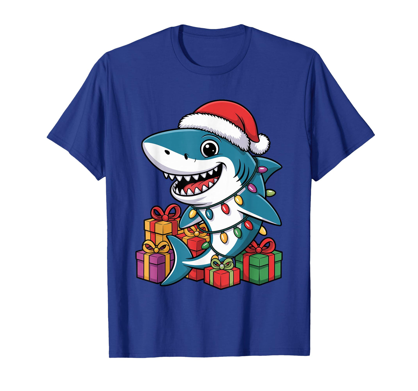 Shark Santa Hat Christmas Funny Marine Life Lovers Holiday T-Shirt