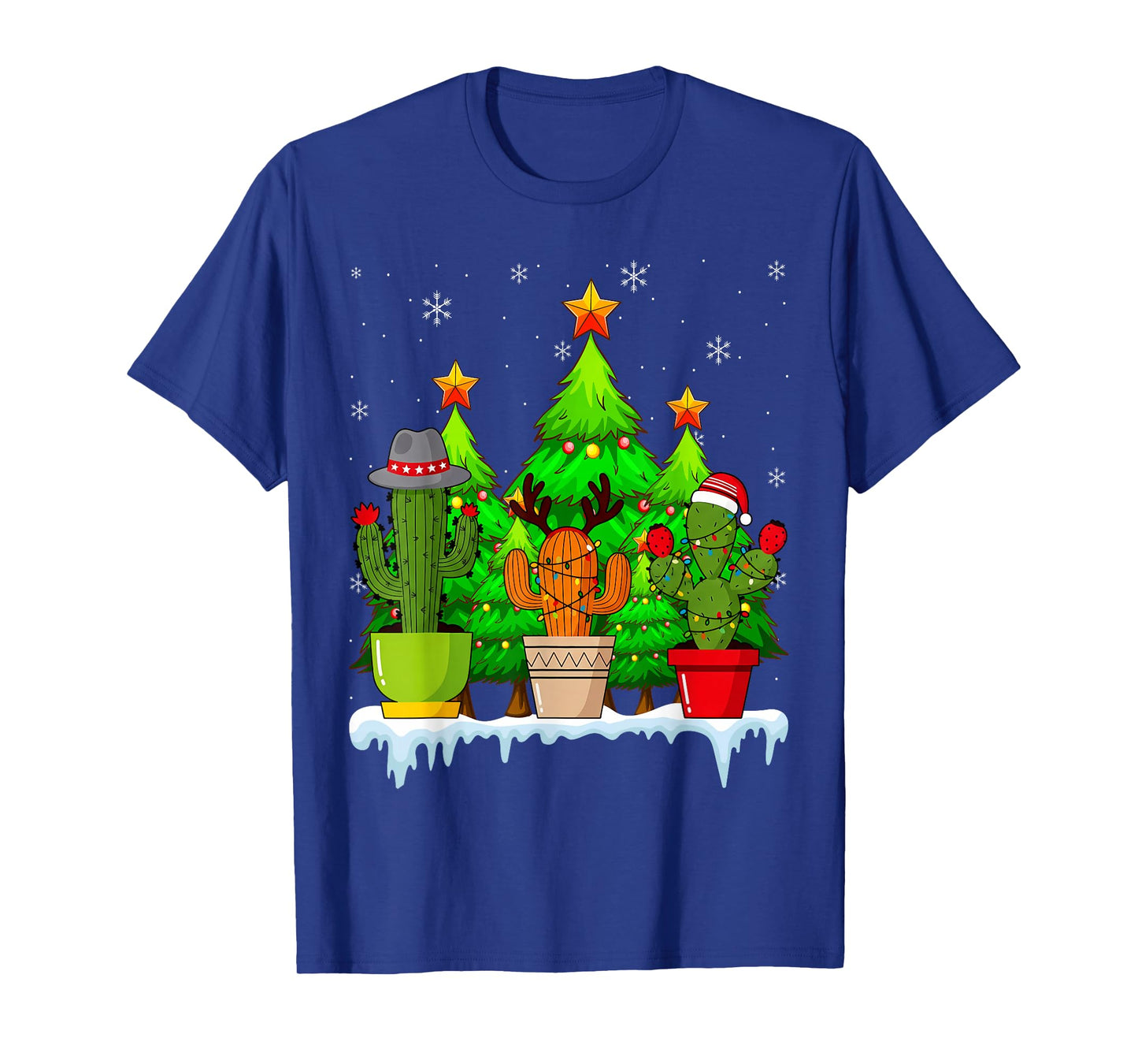 Cactus Christmas Santa Claus Reindeer Snowman Gag T-Shirt