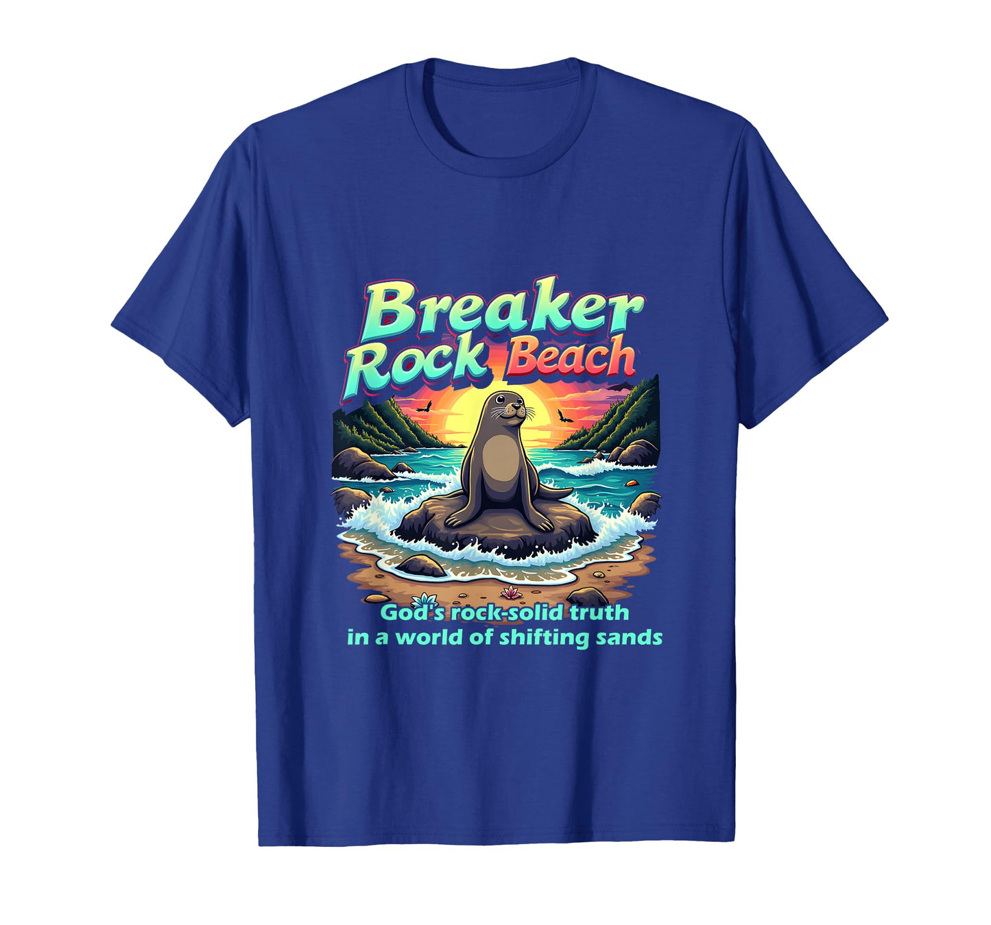 Retro VBS 2025 Breaker Rock Camp Beach God's Solid Beach T-Shirt