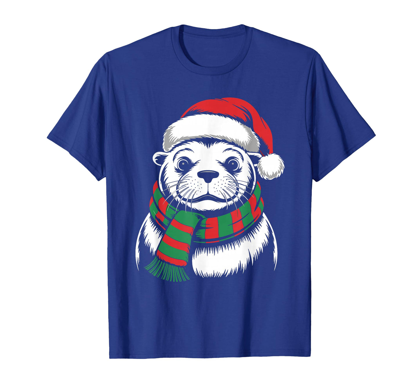 Sea Lion Xmas Santa Hat Scarf Christmas Costume T-Shirt