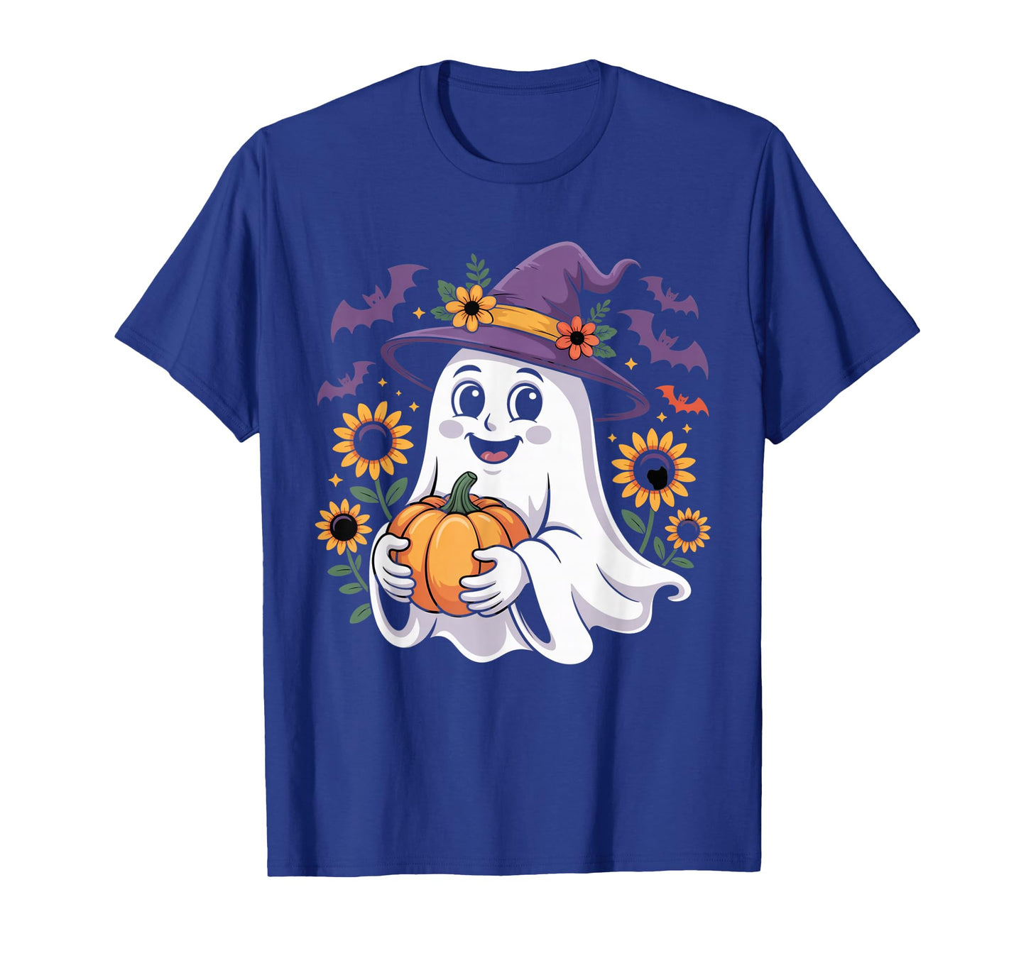 Witch Ghost Pumpkin Sunflower Halloween Shirt Cute Autumn T-Shirt