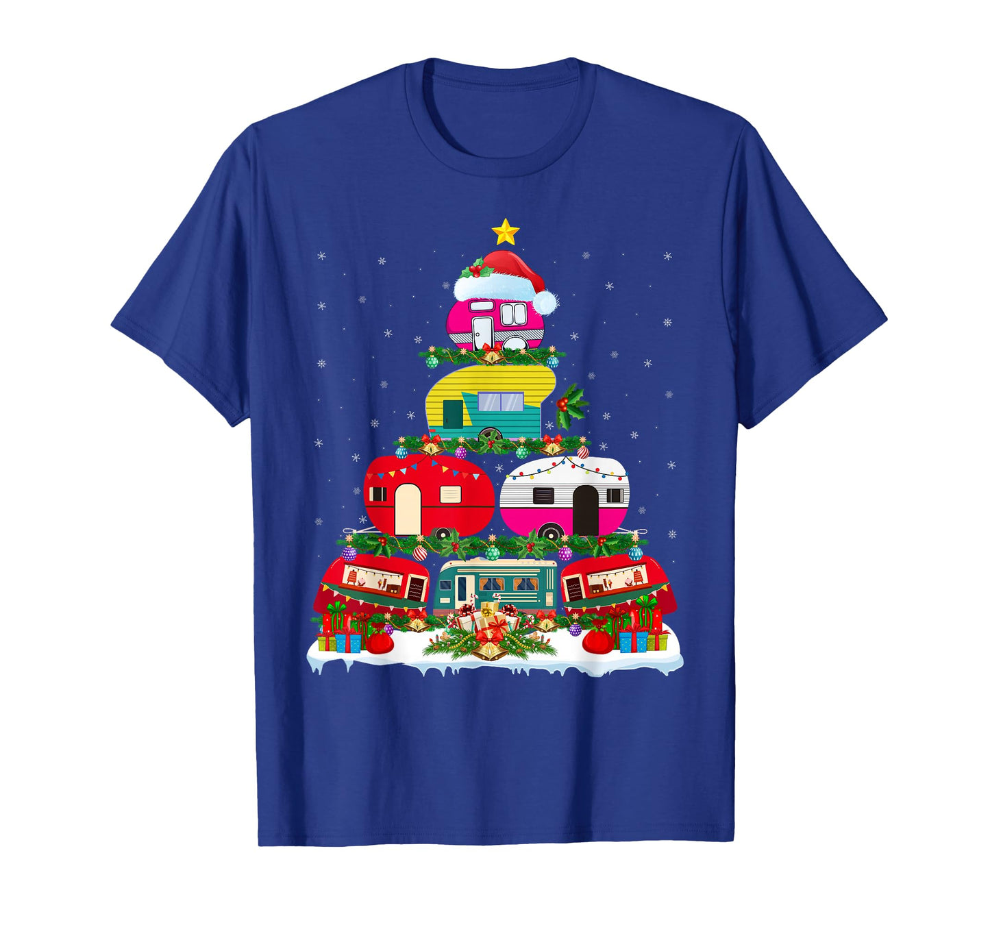 Camping Vehicle Christmas Tree Lights Outdoors Camping Xmas T-Shirt