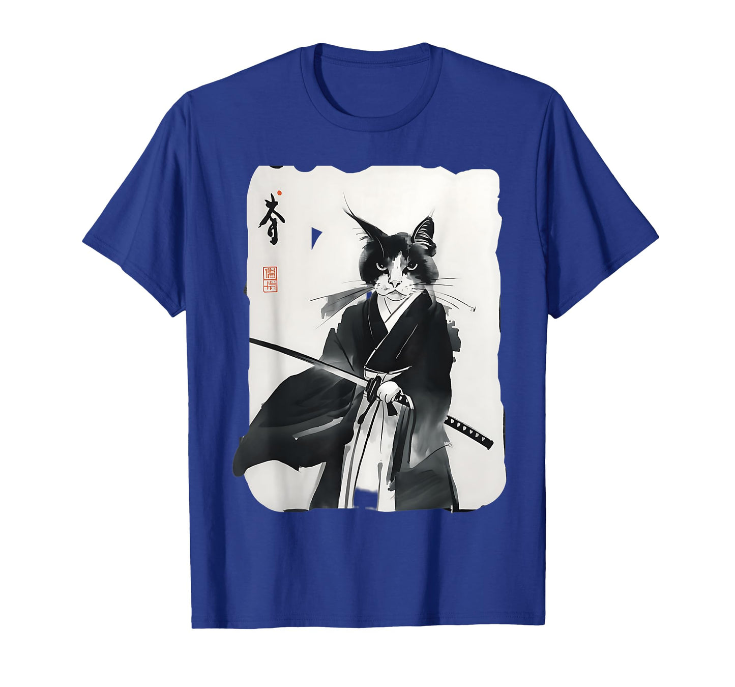 Samurai Cat Vintage Japanese Ukiyo-e Warrior Art Graphic T-Shirt for Men Women