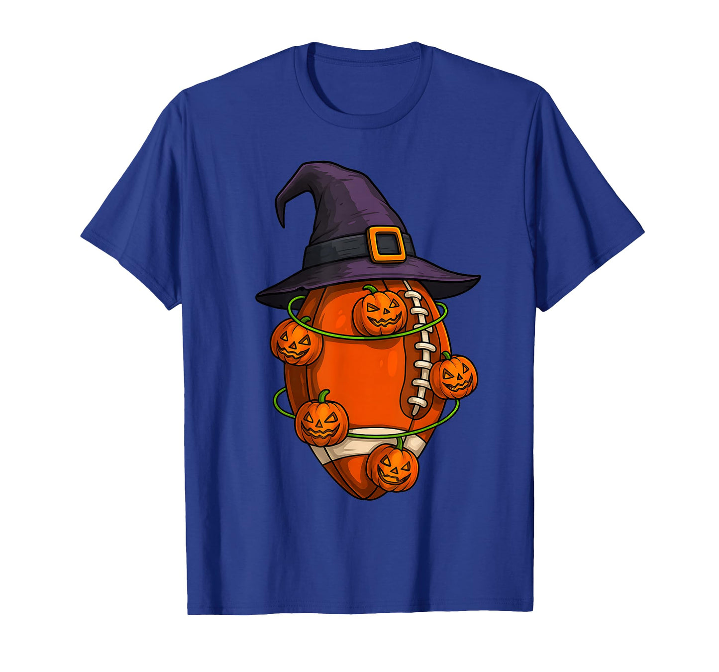 Spooky Witch Hat Sports Game Day Halloween Football Player T-Shirt