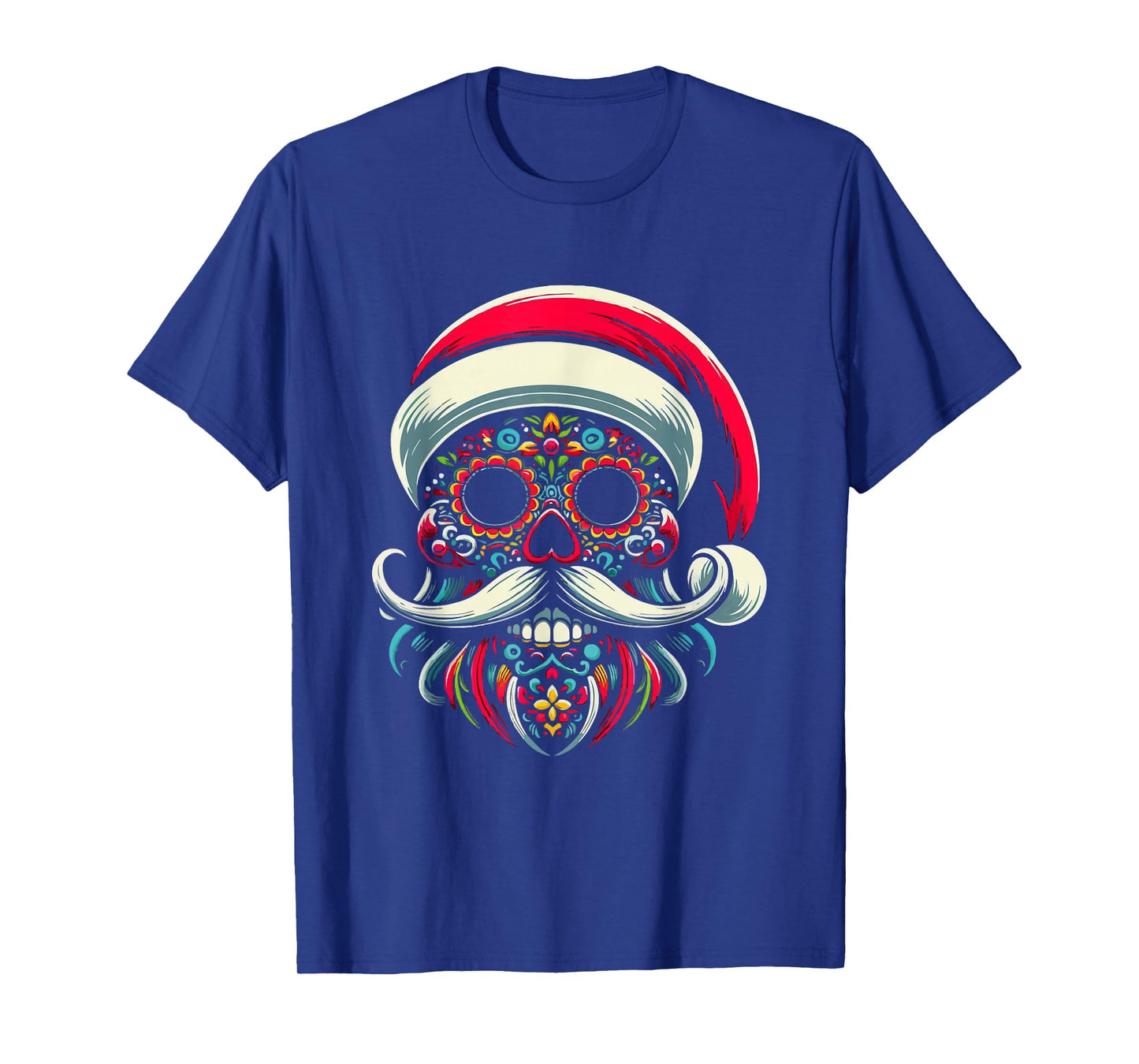 Colorful Sugar Skull Santa Holiday Delight for Men Women T-Shirt