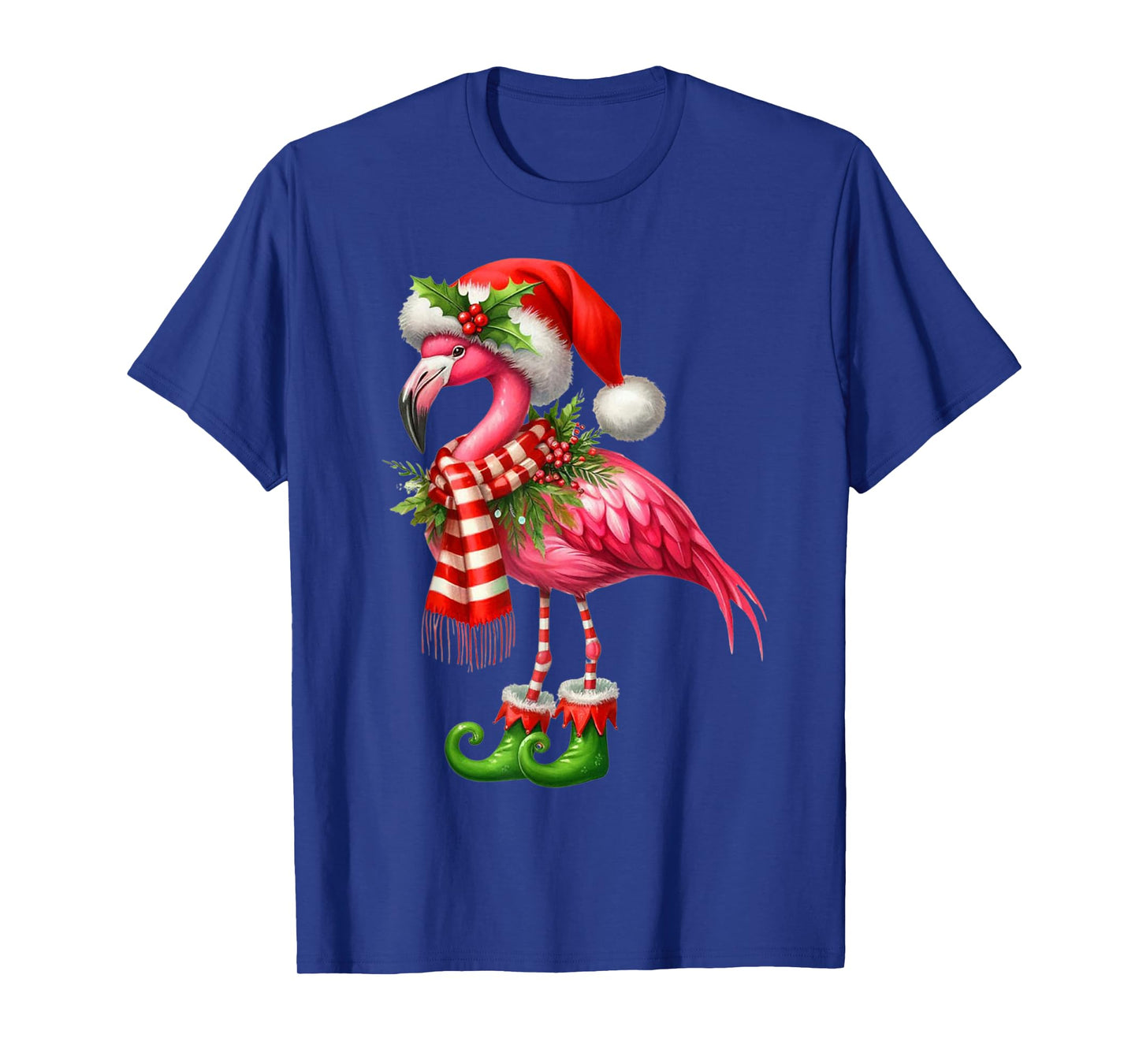 Merry Christmas Cute Flamingo Santa Snow Xmas Lights Pajamas T-Shirt