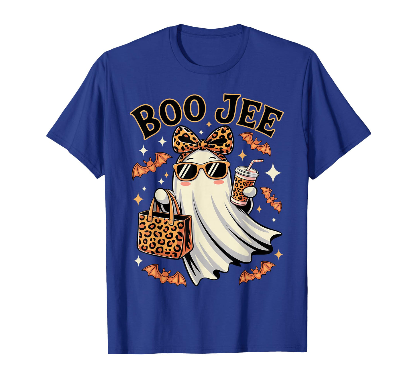 Coquette Leopard Ghost Coffee Boo JEE Halloween Boujee Ghost T-Shirt