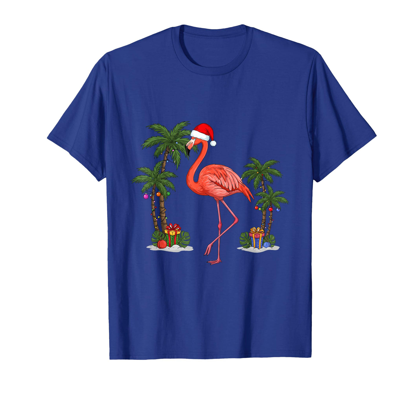 Tropical Christmas Flamingo Fun - Warm Holiday Vibes T-Shirt