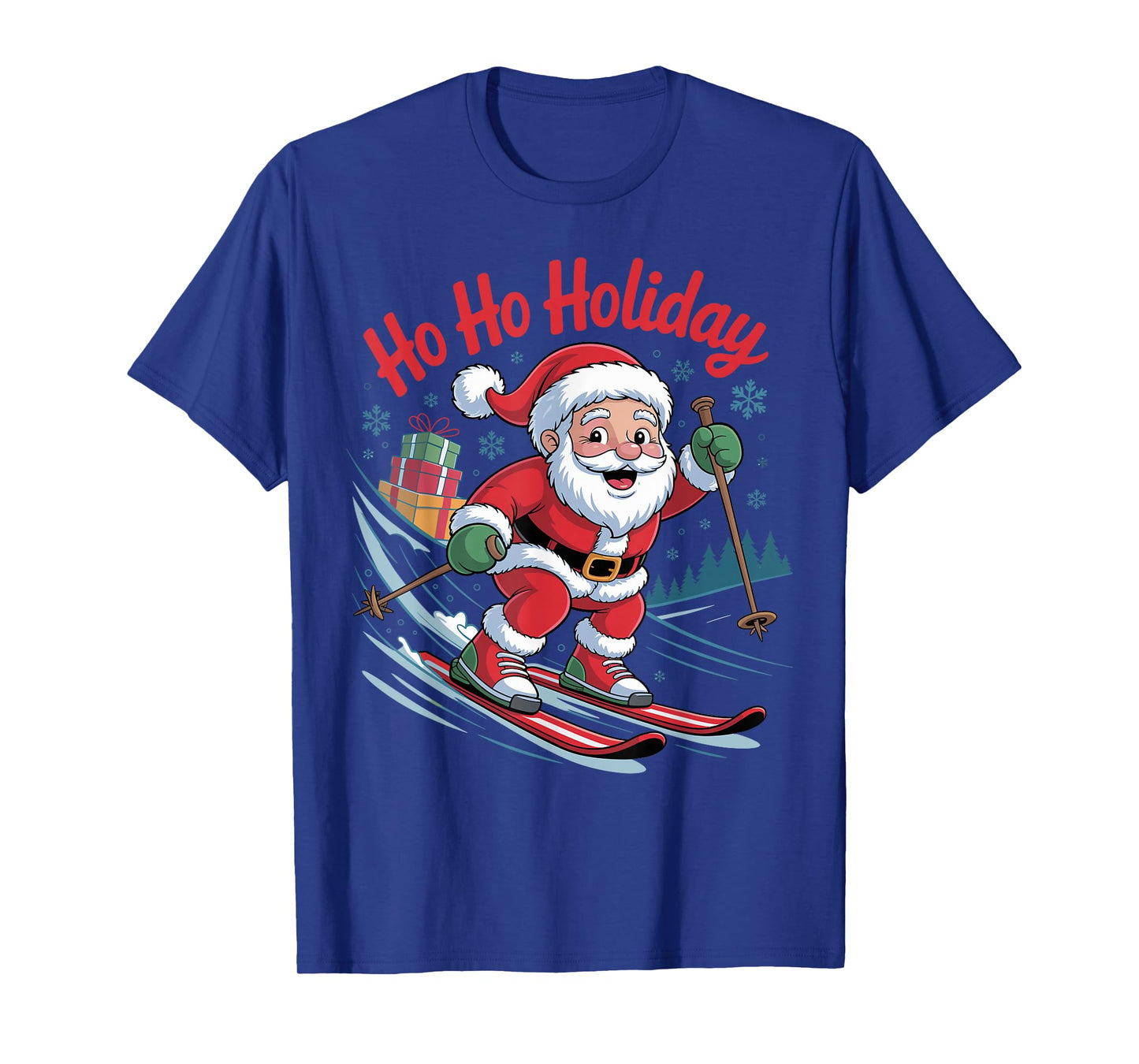 Funny Santa Skiing Lover Holiday Christmas Xmas Pajama T-Shirt