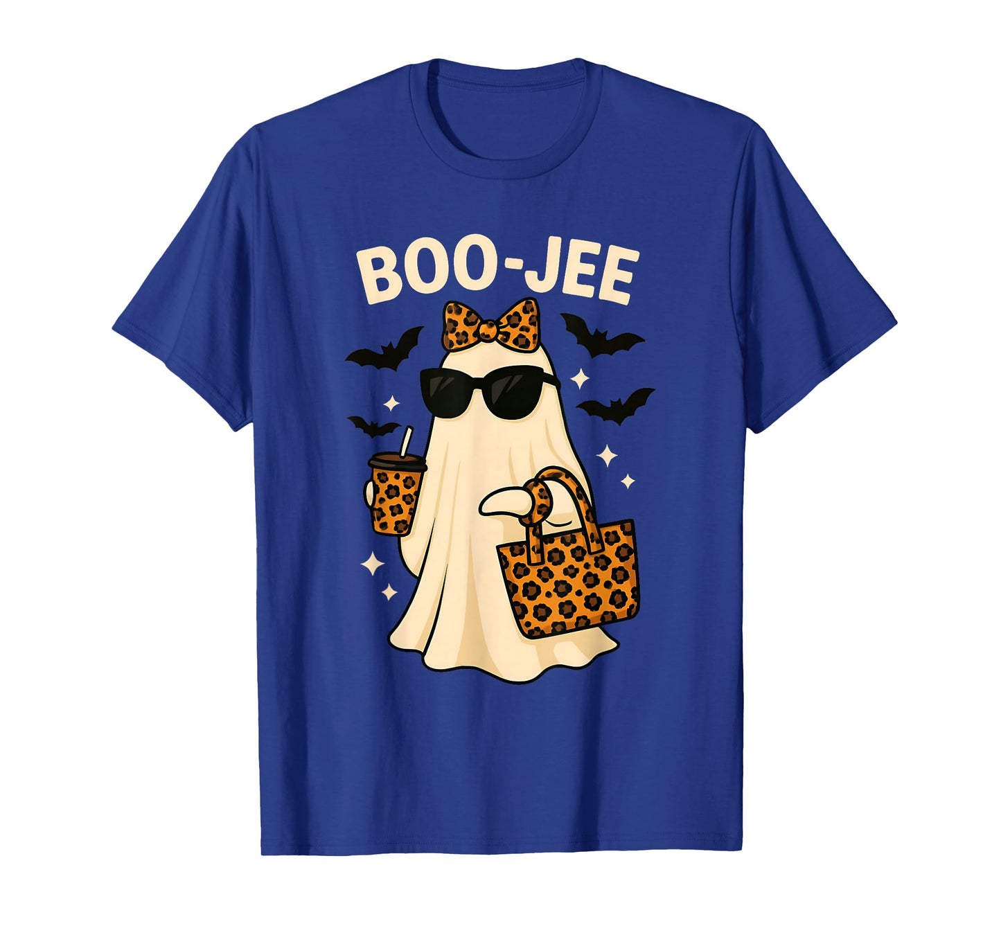 Coquette Leopard Ghost Coffee Boo-JEE Halloween Boujee T-Shirt