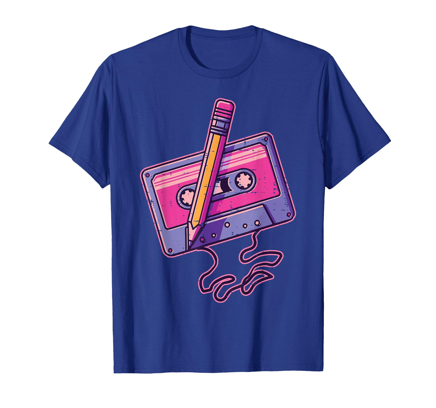 Casette Tape Pencil Funny 70s 80s 90s Music Women Men Kids T-Shirt
