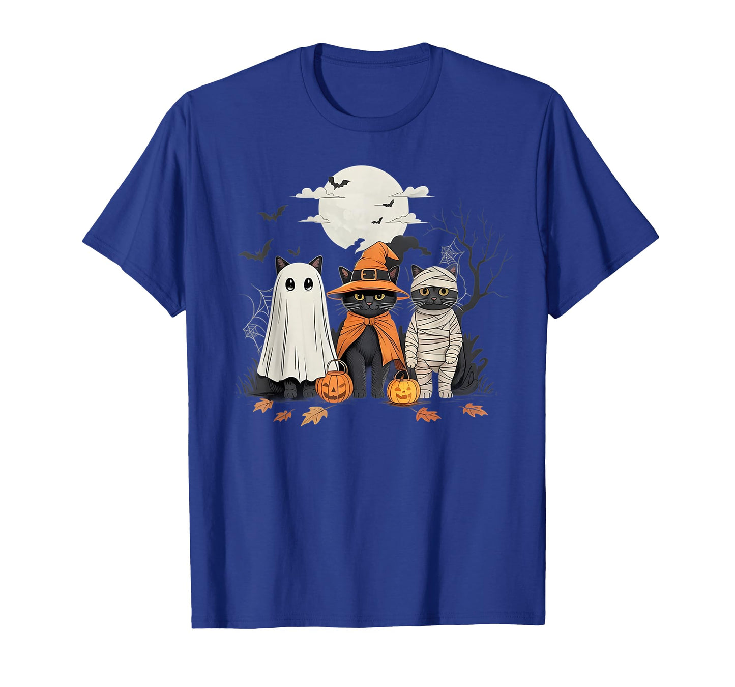 Black Cat Witch Ghost Scary Halloween Pumpkin Men Kids Gifts T-Shirt