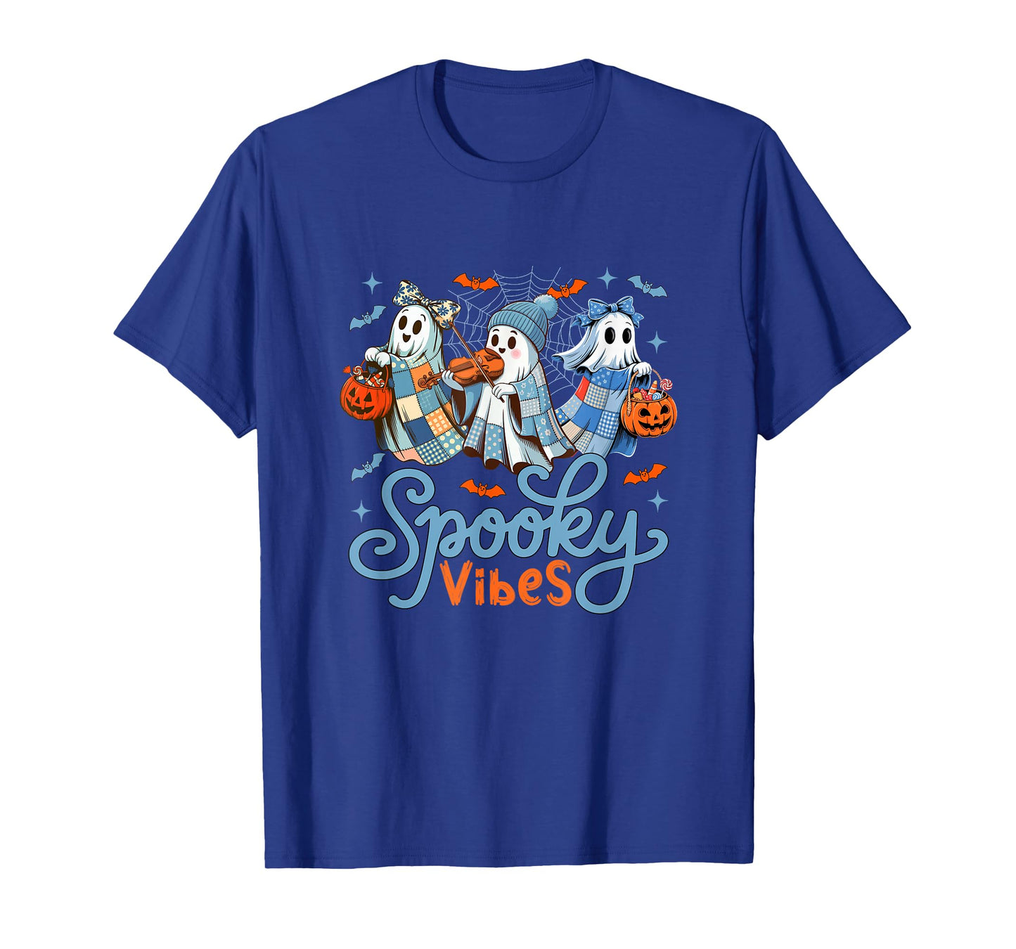 Spooky Funny Vibes Halloween Three Cute Boos Playing Violin T-Shirt