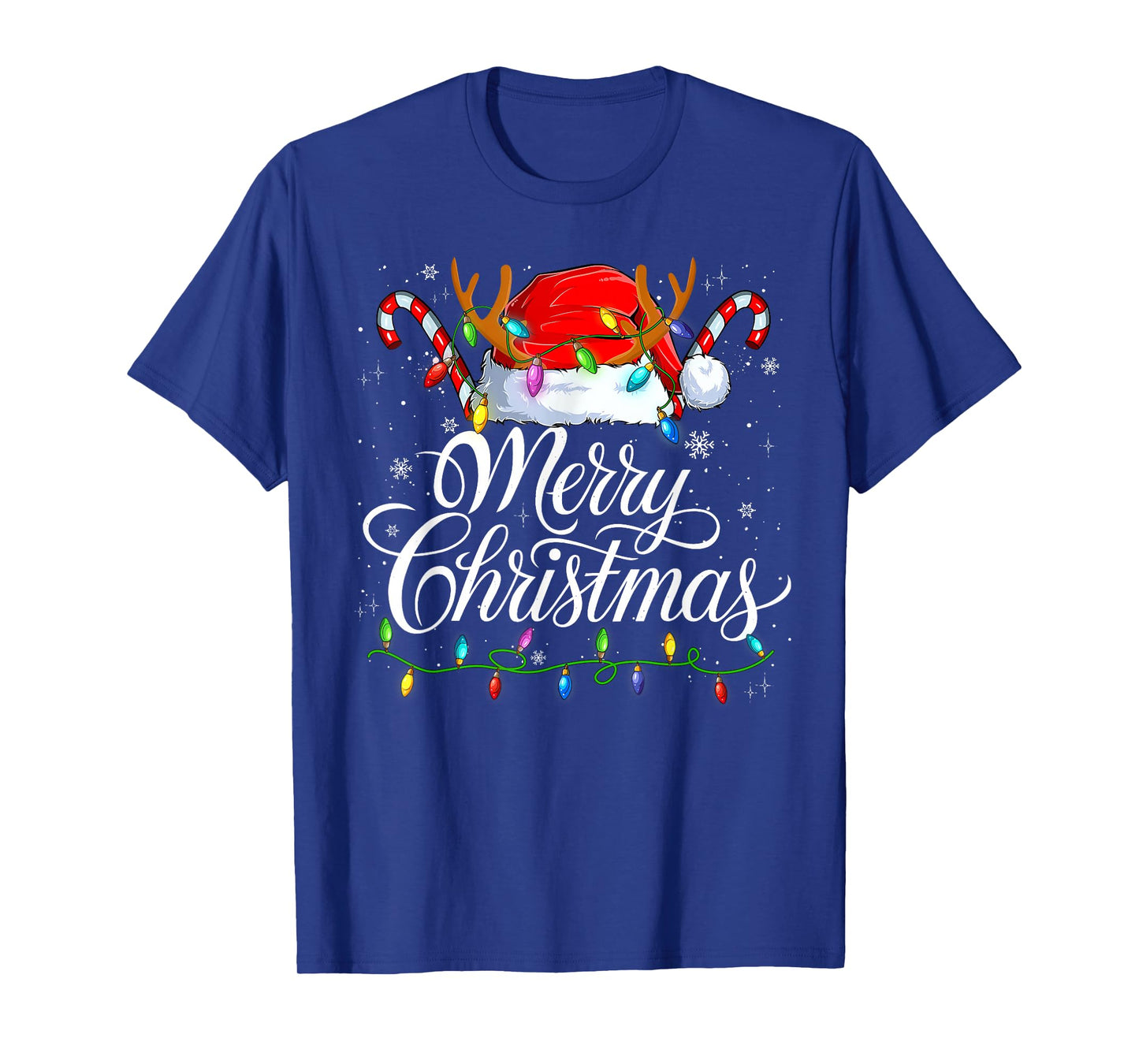 Merry Christmas Xmas Lights Santa Snowflake Holiday Family T-Shirt