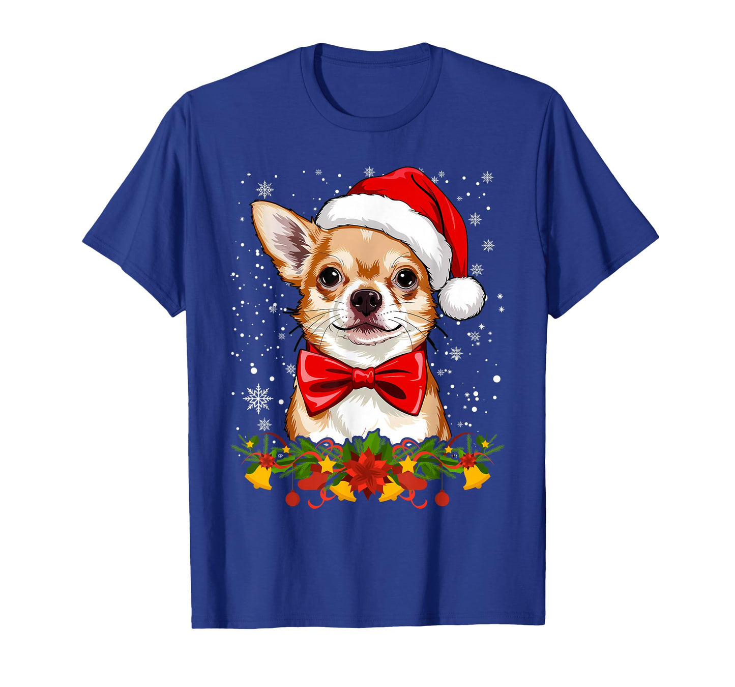 Cute Chihuahua Santa Hat Image Funny Christmas T-Shirt