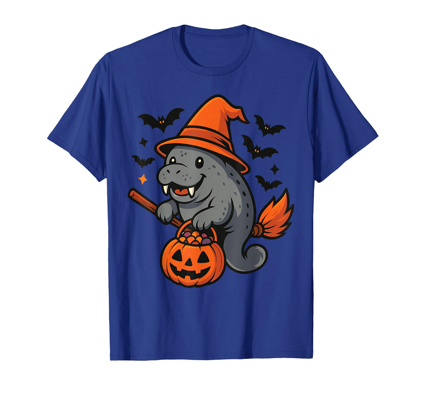 Manatee Witch Hat Pumpkin Halloween Costume Men Women Kids T-Shirt