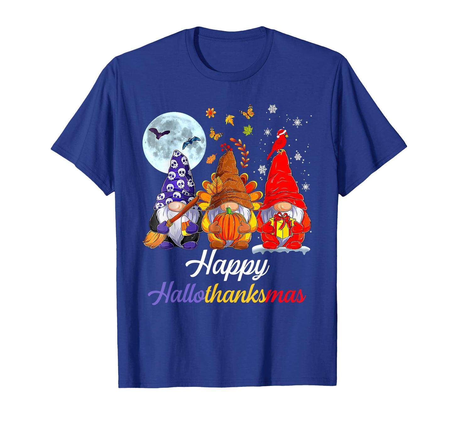 Happy Hallothanksmas Gnomes Lover Halloween Merry Christmas T-Shirt