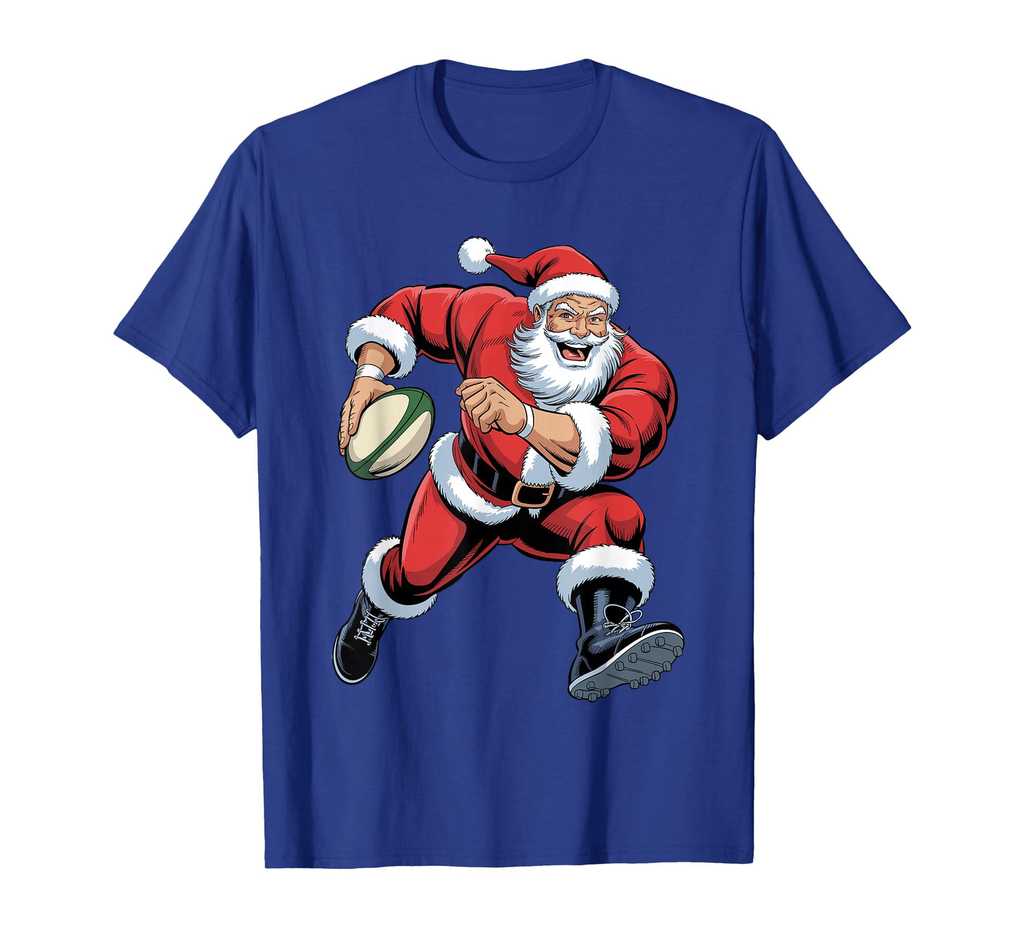 Santa Playing Rugby Funny Sport Lovers Christmas Holiday T-Shirt