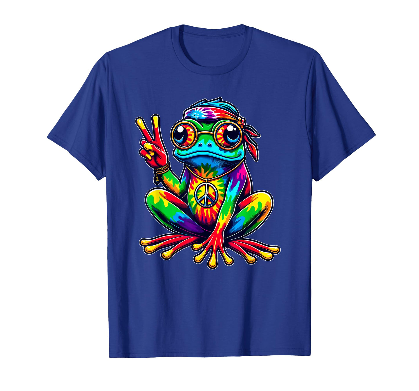 Hippie Tie-Dye Frog, 60s Party & 70s Costume, Peace Sign T-Shirt