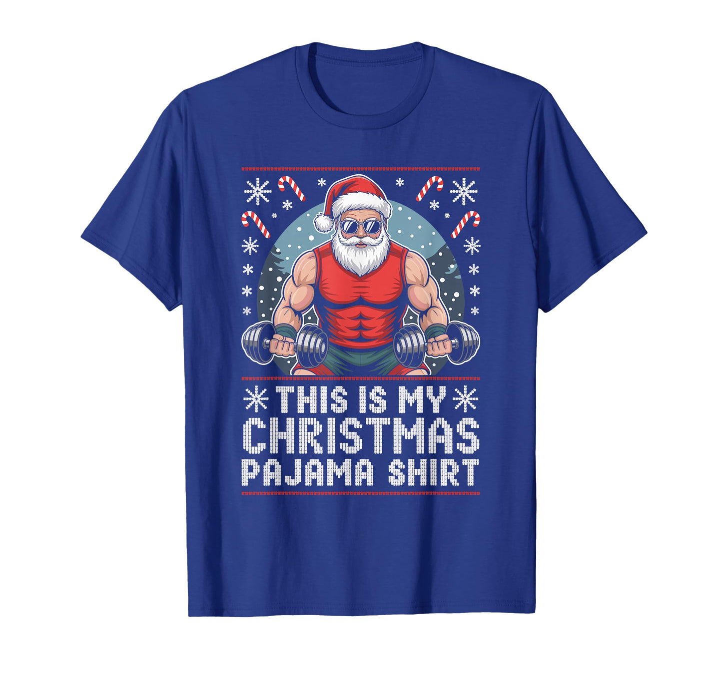 Santa Weightlifting Ugly Christmas Sweater Fitness Deadlift T-Shirt