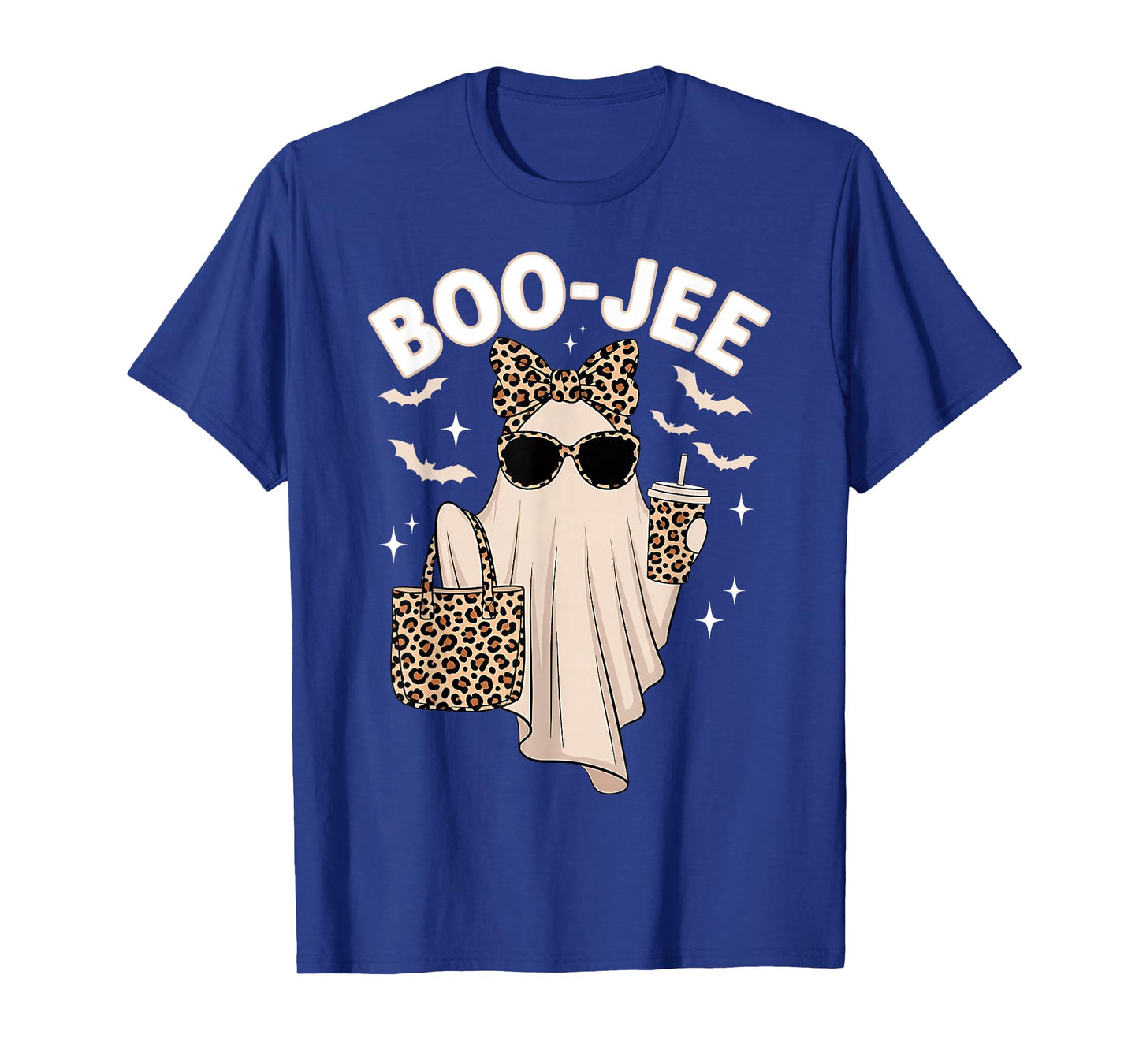 Coquette Leopard Ghost Coffee Boo-JEE Halloween Boujee Ghost T-Shirt