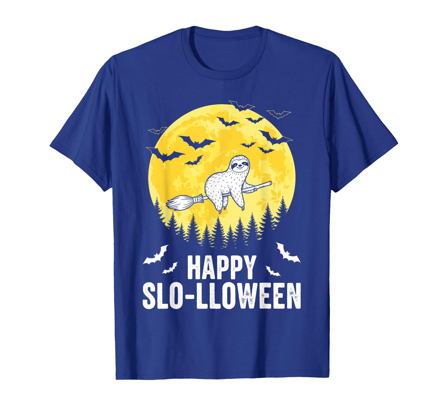Happy Slo-lloween Funny Halloween Sloth Flying Witch T-Shirt