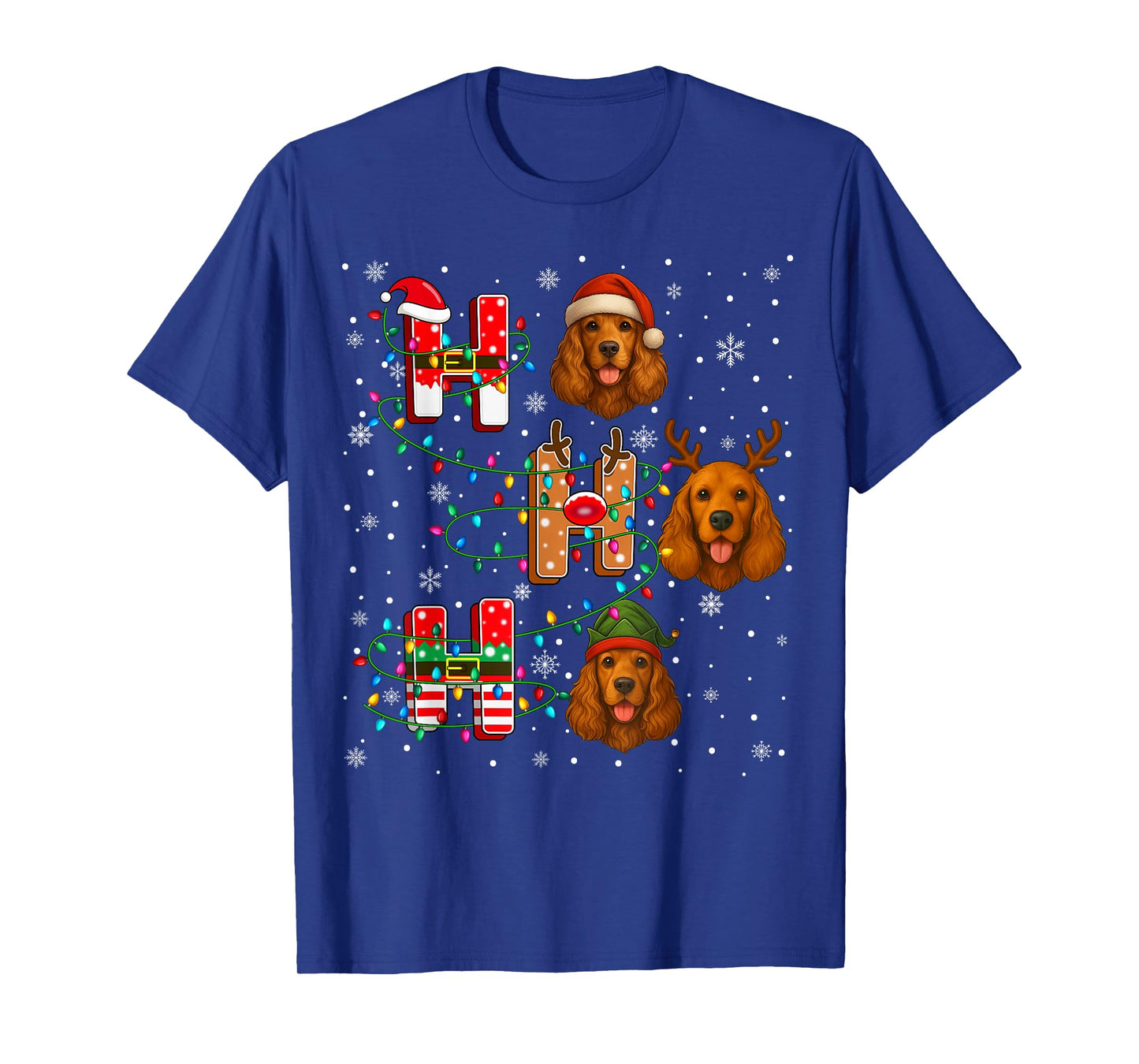 Ho Ho Ho Santa Reindeer Hat Elf American Cocker Spaniel Dog T-Shirt