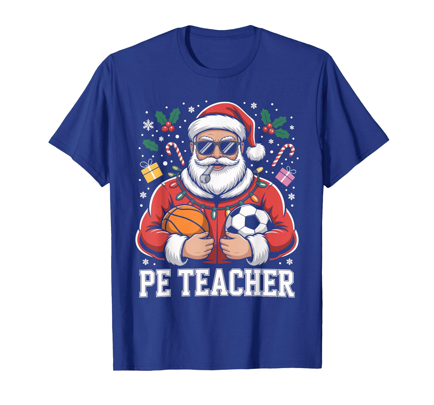 PE Teacher Christmas Santa Physical Education Xmas T-Shirt