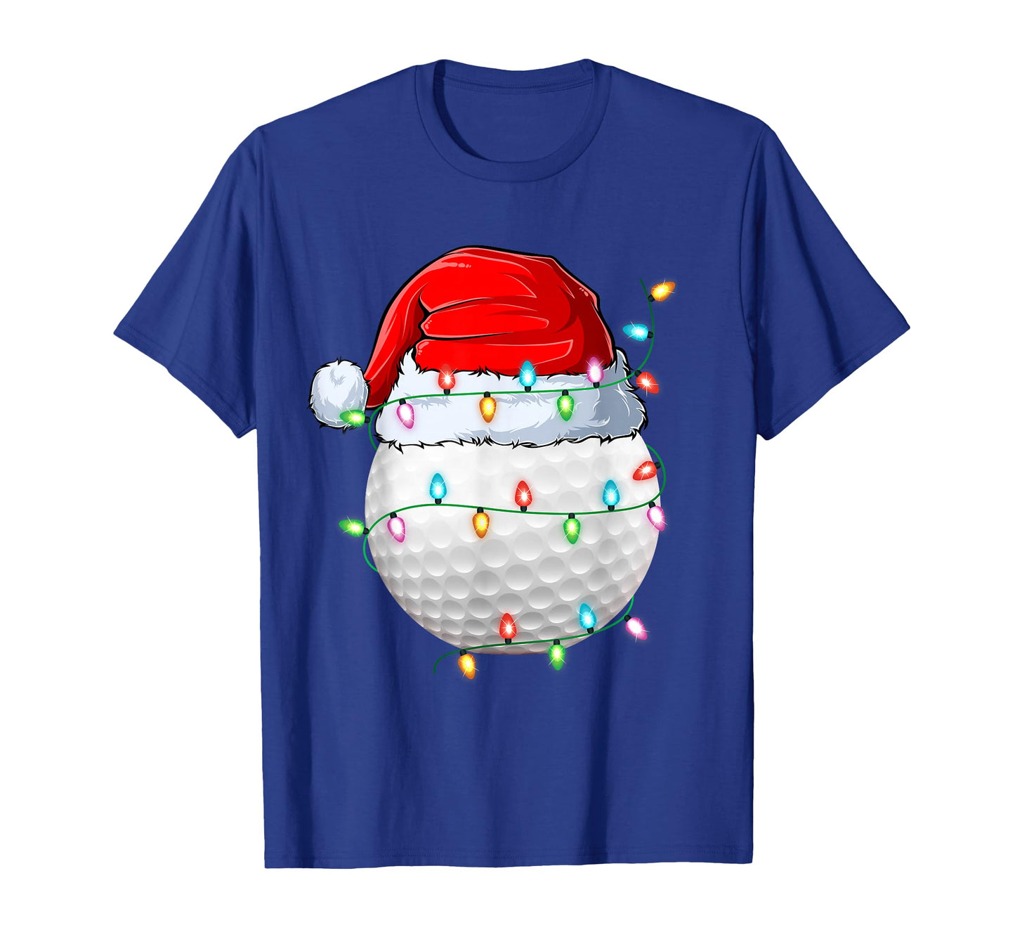 Golf Christmas Lights Funny Santa Hat Golf Ball Golfer Xmas T-Shirt