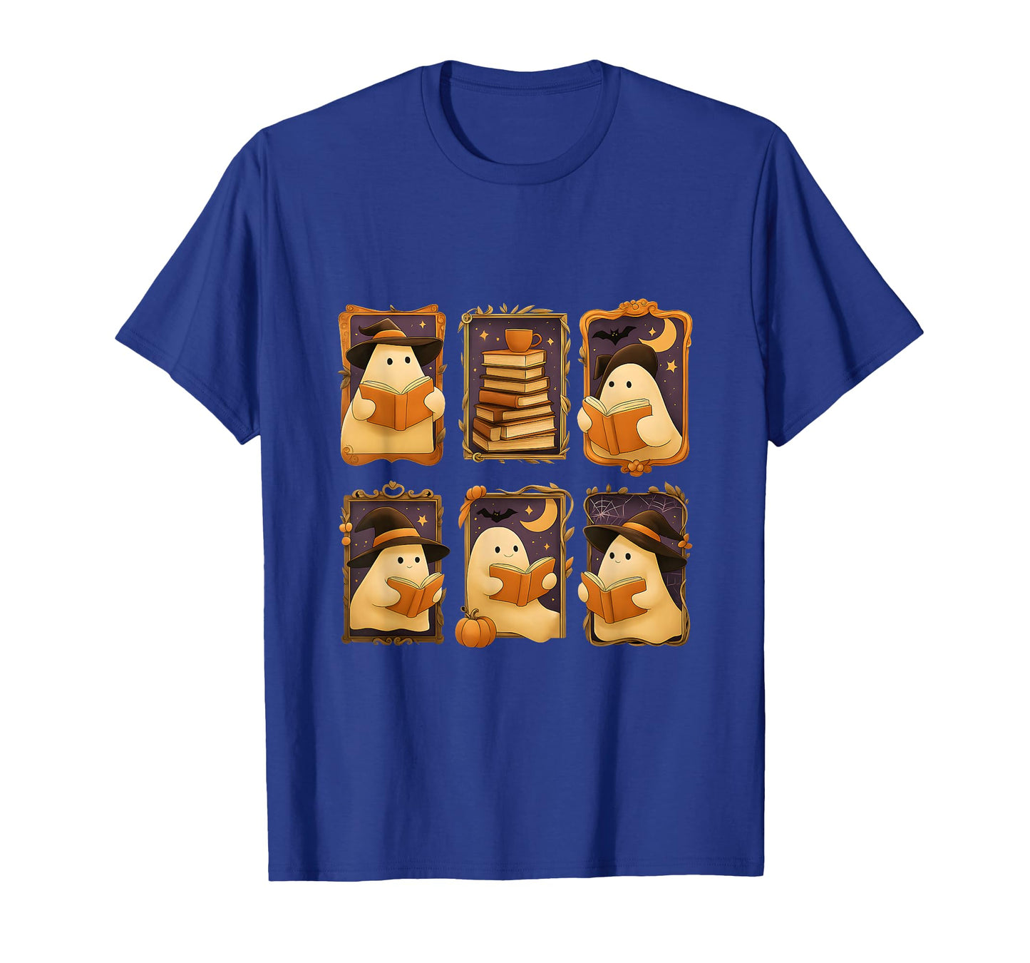 Cute Ghost Reading Books Halloween Teacher Book Lover T-Shirt