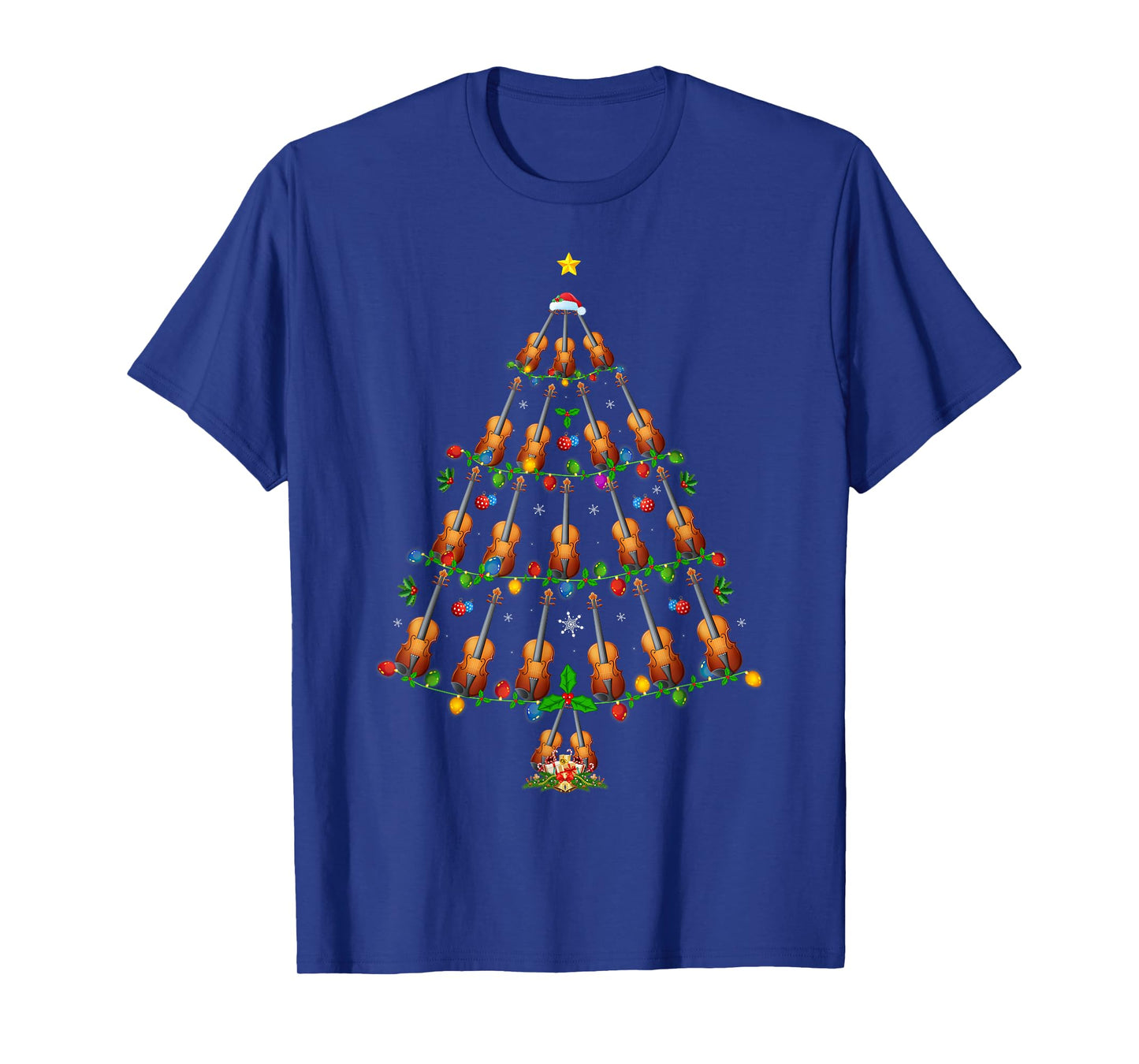 Musical Violin Christmas Tree Lights Violin Music Lover Xmas T-Shirt