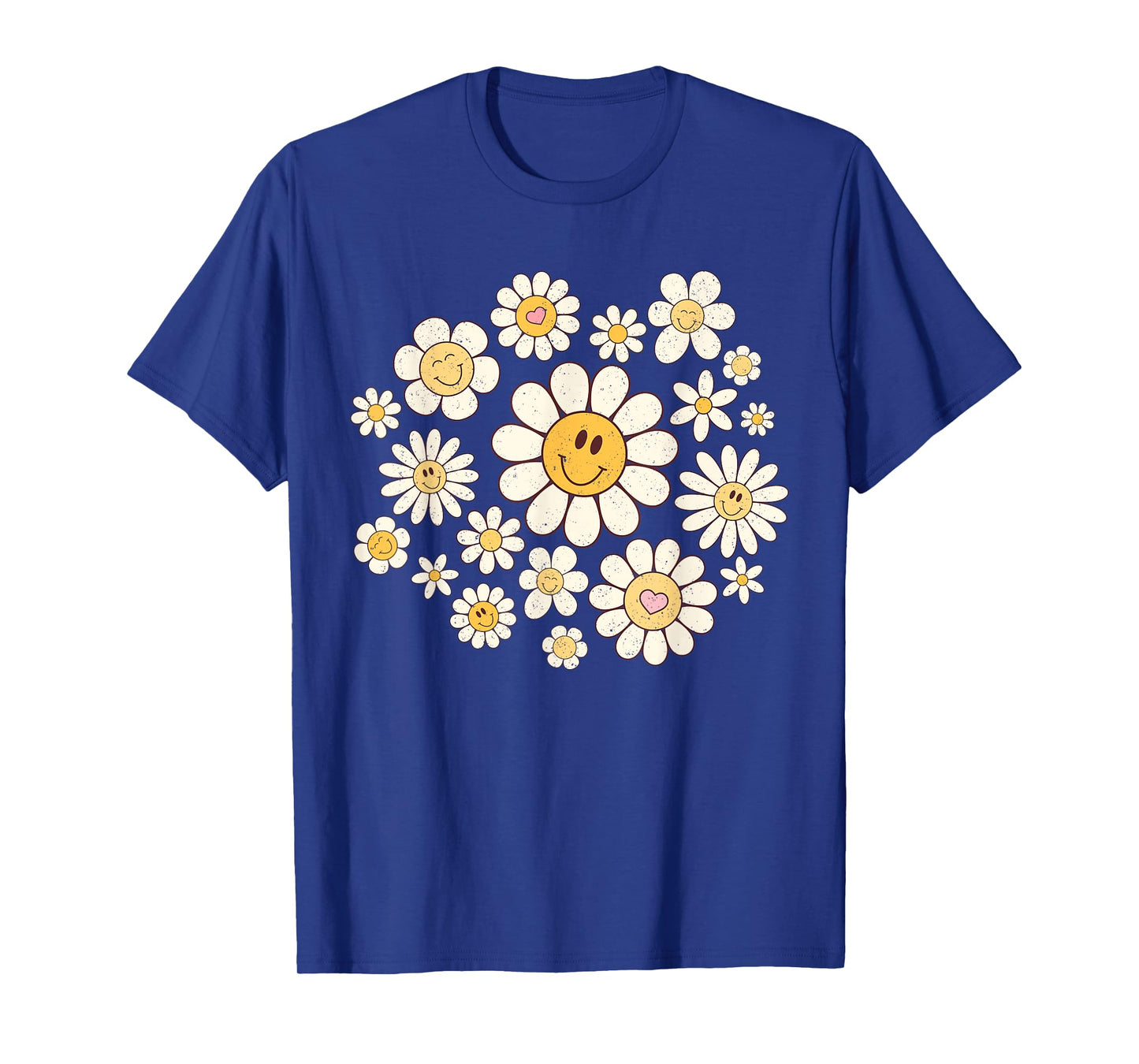 Vintage Cute Smile Face Flower Happy Face Flowers Heart Girl T-Shirt