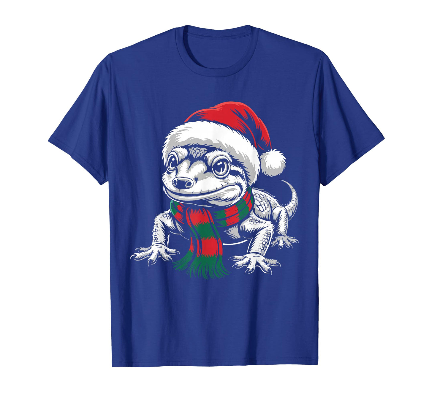 Gecko Xmas Santa Hat Scarf Christmas Costume T-Shirt
