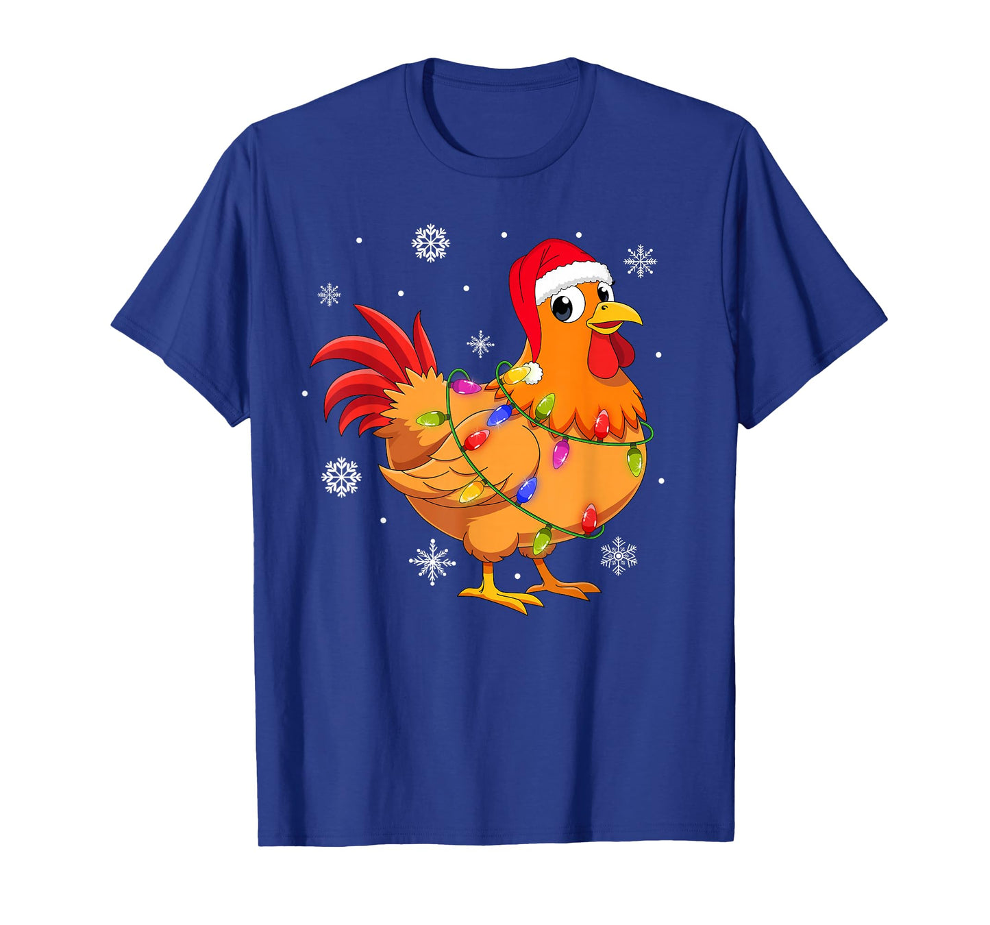 Chicken Christmas Lights Santa Hat Farm Animal Chicken Xmas T-Shirt