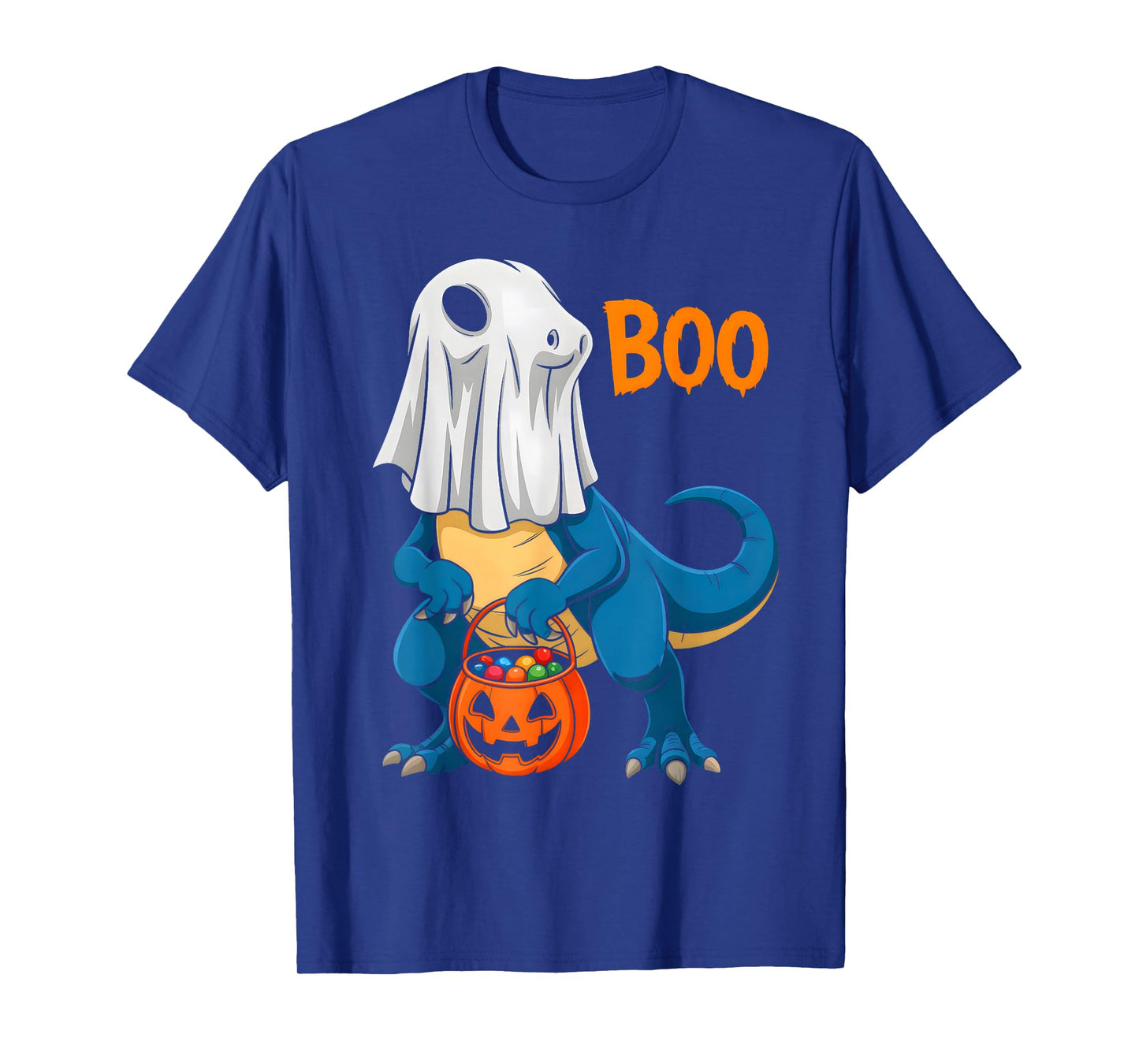 Dinosaur T Rex Boo Ghost Pumpkin Halloween Costume Boys Kids T-Shirt
