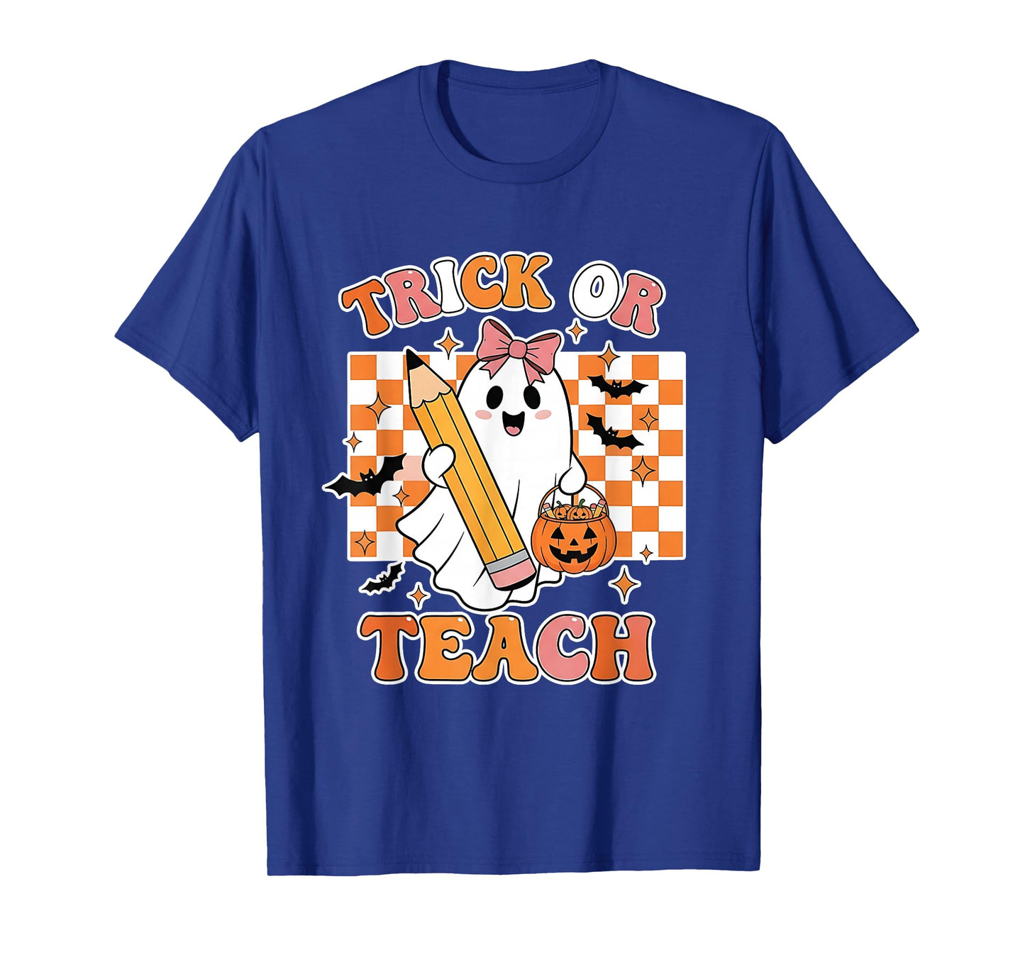 Vintage Teacher Shirt Women Funny Trick Or Teach Halloween T-Shirt