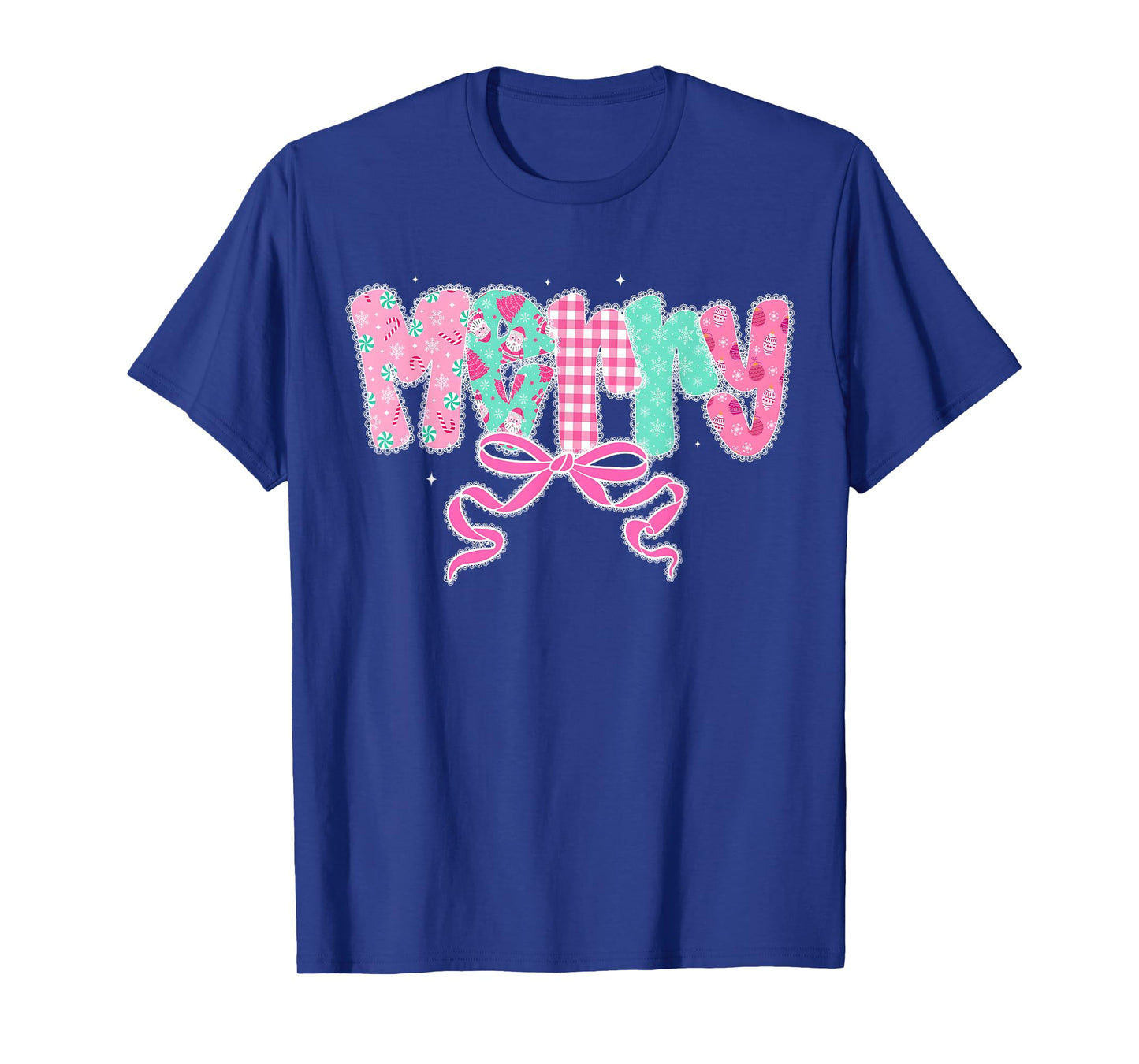 Merry Christmas Preppy Coquette Lace Bow Girl Women T-Shirt