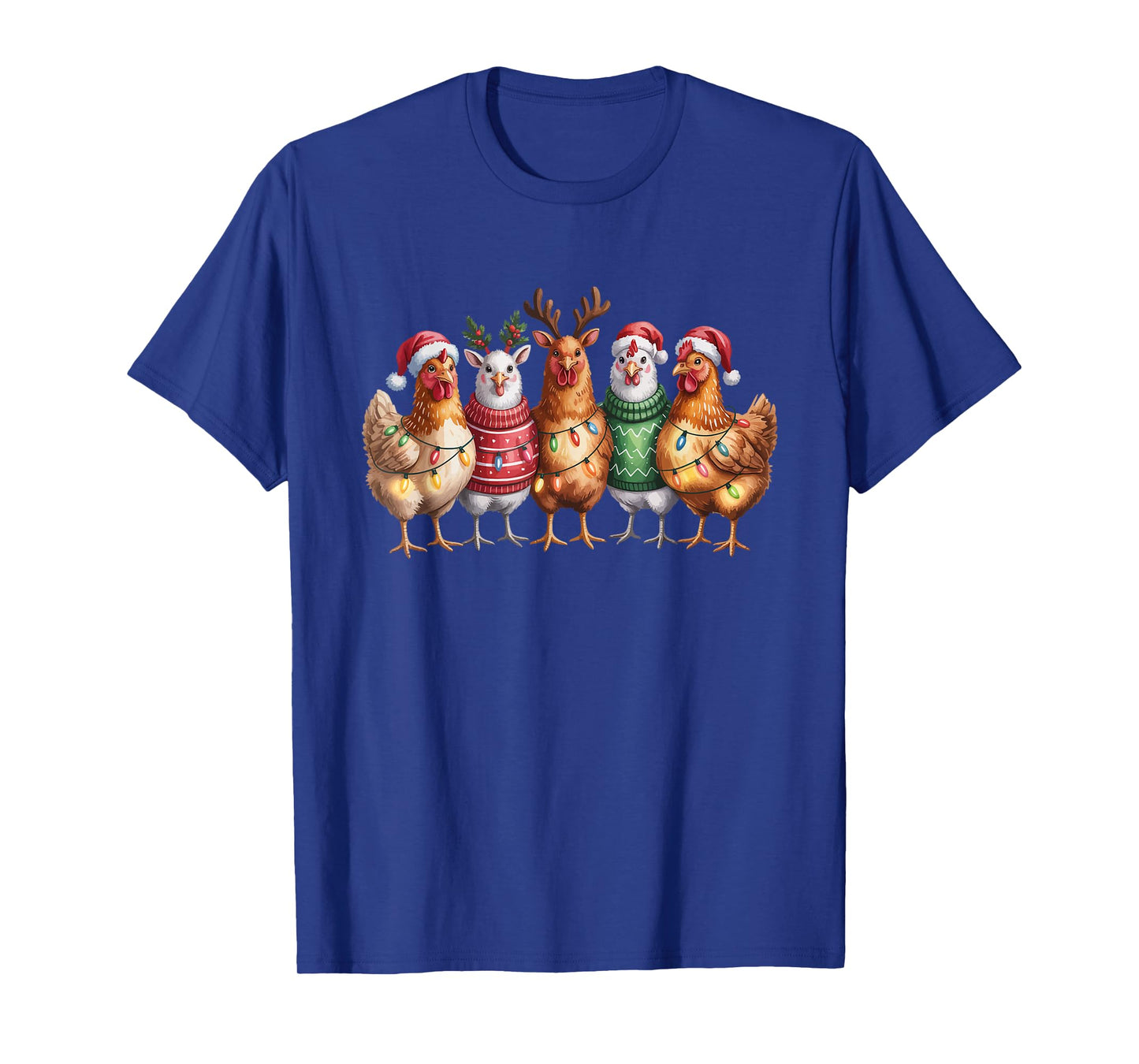 Christmas Lights Chicken Santa Funny Xmas Tree for Men Women T-Shirt