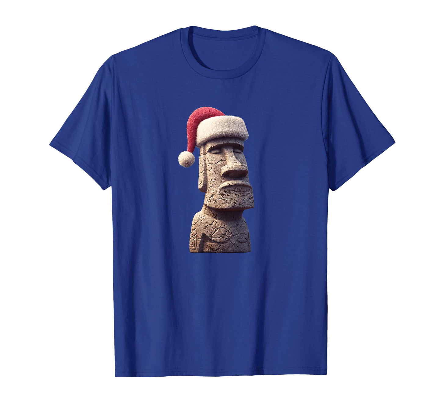 Awesome Stone Face Costume with Santa Hat for Moai Lovers T-Shirt