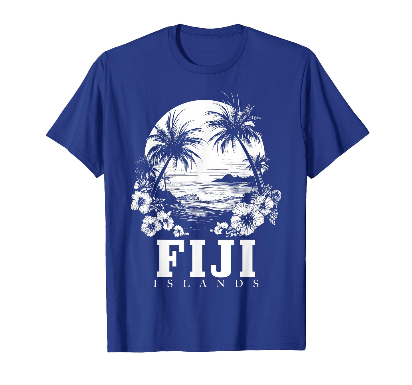 Fiji Islands Hibiscus Flowers Beach Surfer Souvenir T-Shirt
