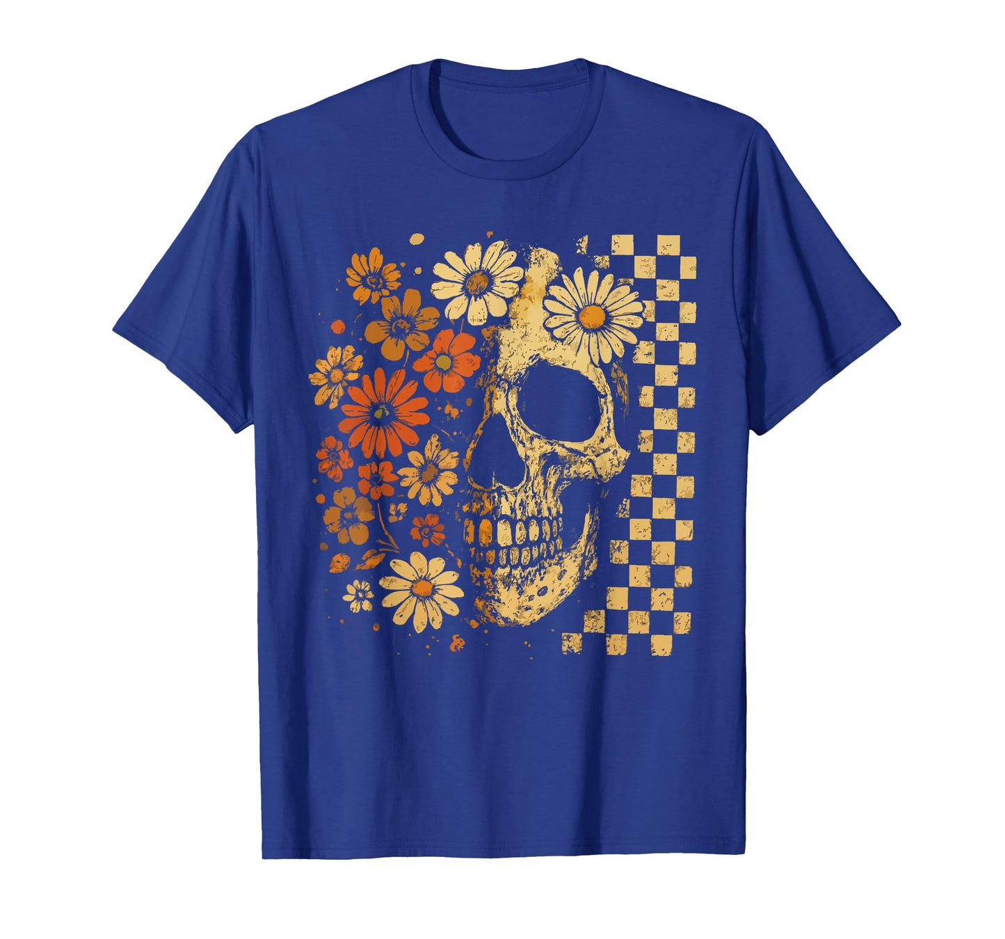 Floral Skull Grunge Retro Aesthetic Design T-Shirt