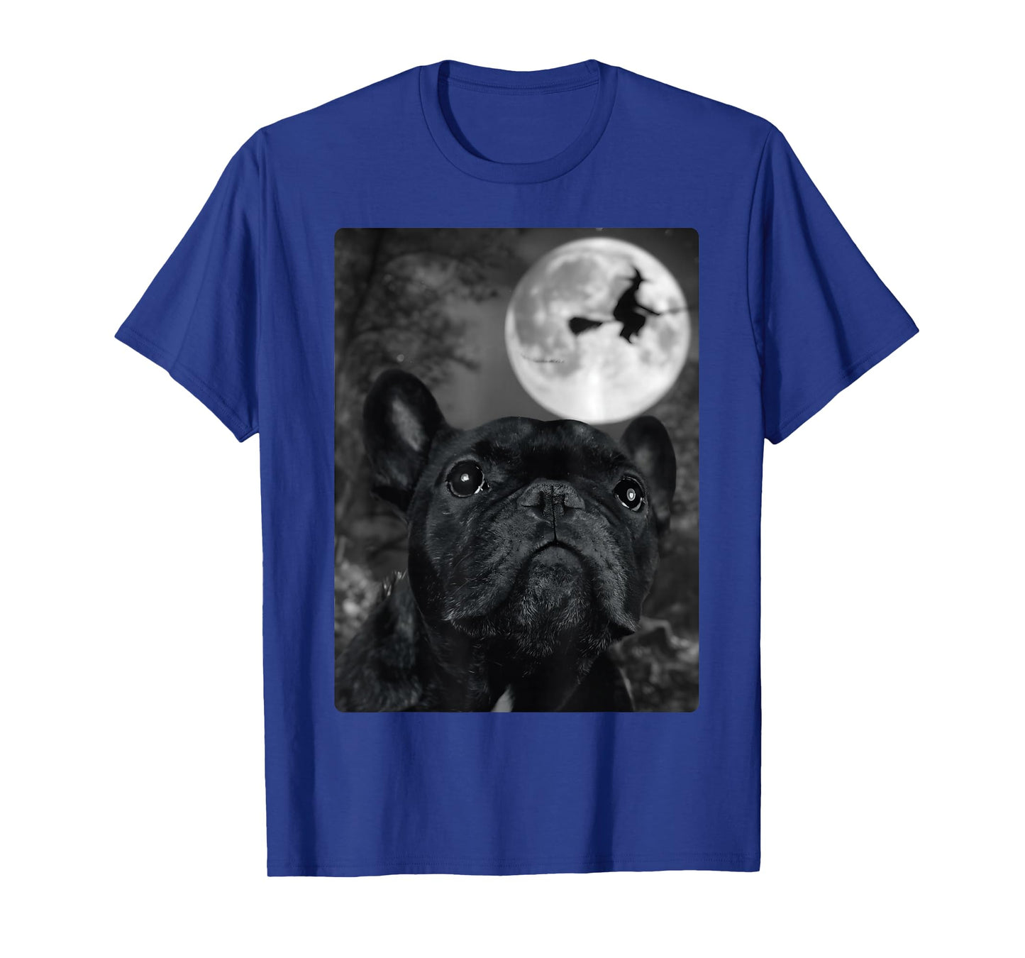 Funny Dog Selfie Full Moon Flying Witch Halloween Dog T-Shirt