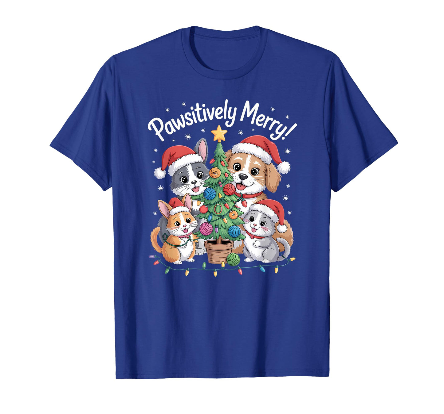 Pawsitively Merry Christmas Holiday Dog Cartoon T-Shirt