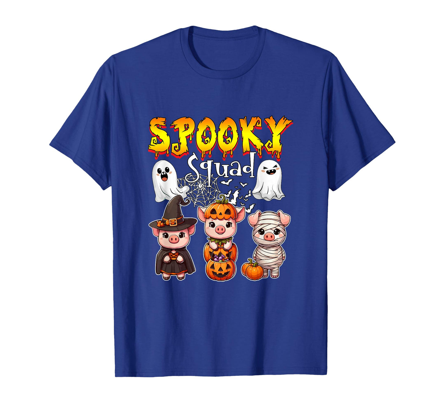 Spooky Halloween Squad Three Cute Pigs Cosplay Witch T-Shirt