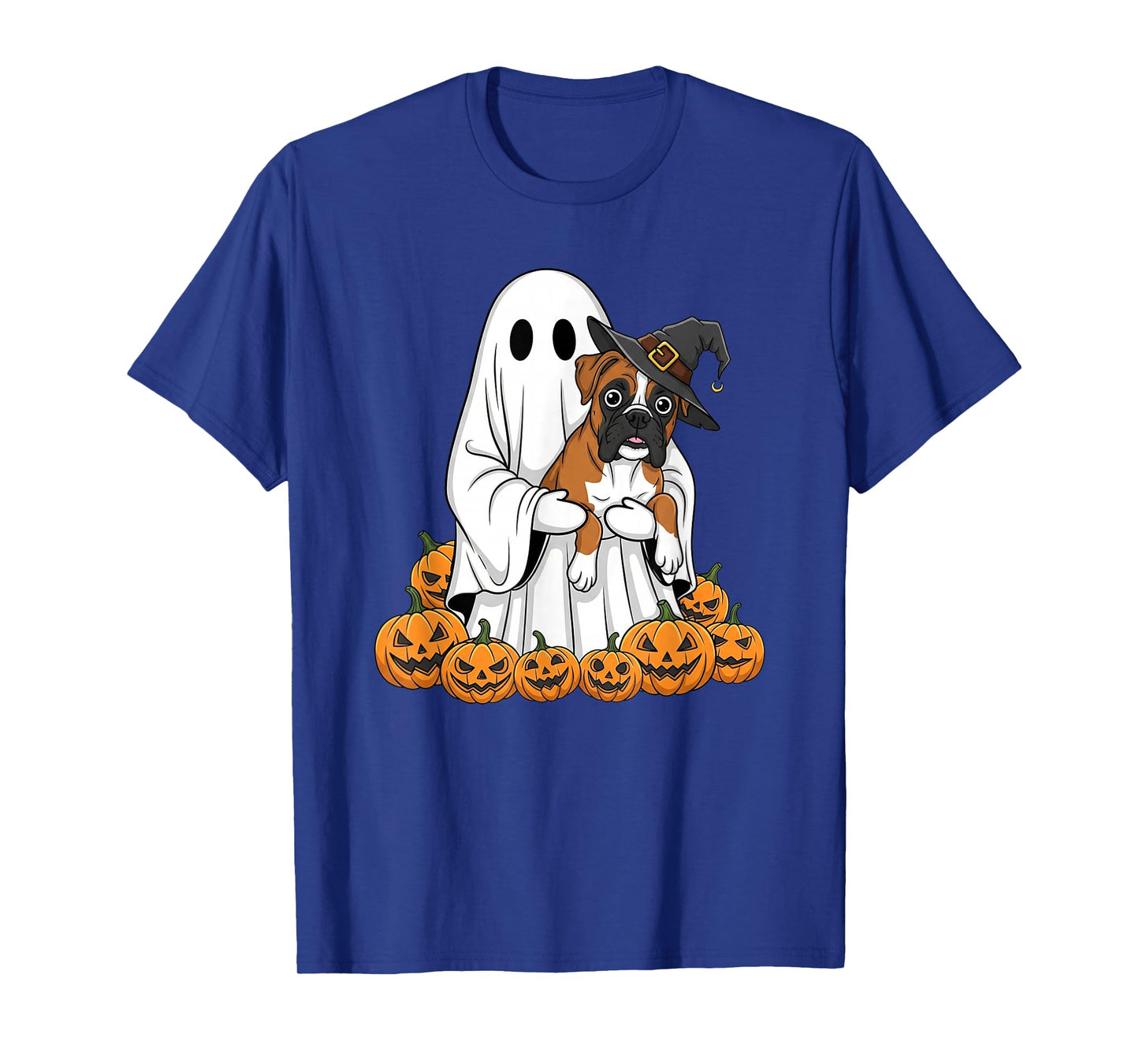 Funny Ghost Boxer Dog Pumpkin Halloween Kids Mens Womens T-Shirt