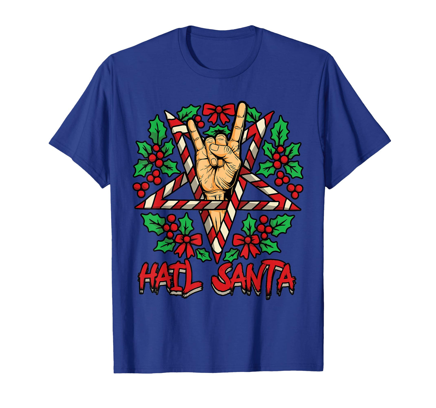 Hail Santa Pagan Solstice Gothic Metal Christmas Rock Roll T-Shirt
