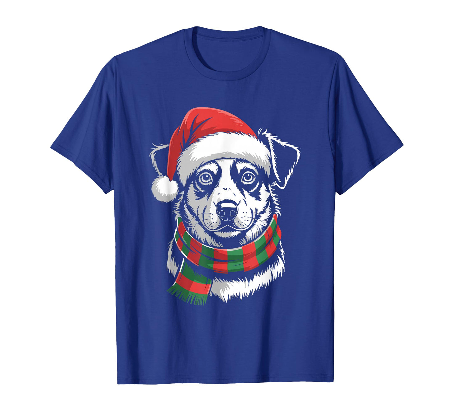 Heeler Dog Xmas Santa Hat Scarf Christmas Costume T-Shirt