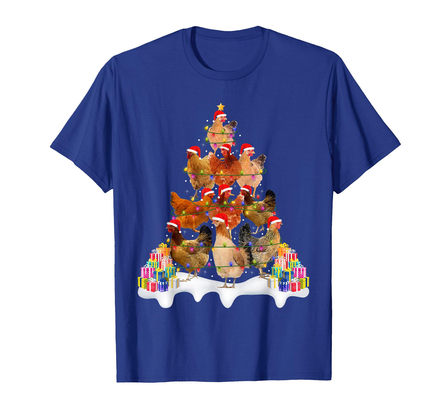Chicken Christmas Tree Lights Funny Farm Animal Chicken Xmas T-Shirt