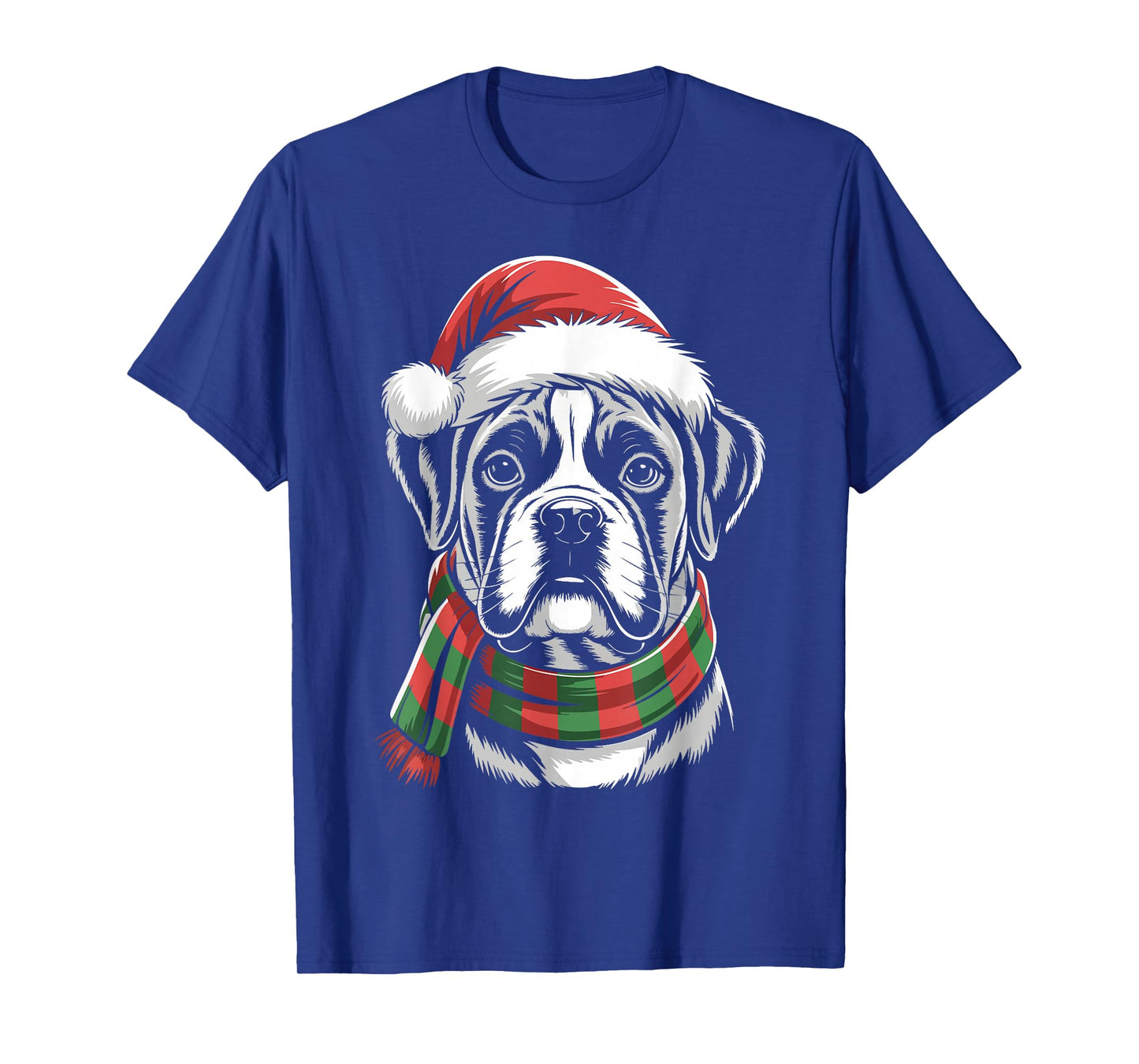 Boxer Dog Xmas Santa Hat Scarf Christmas Costume T-Shirt